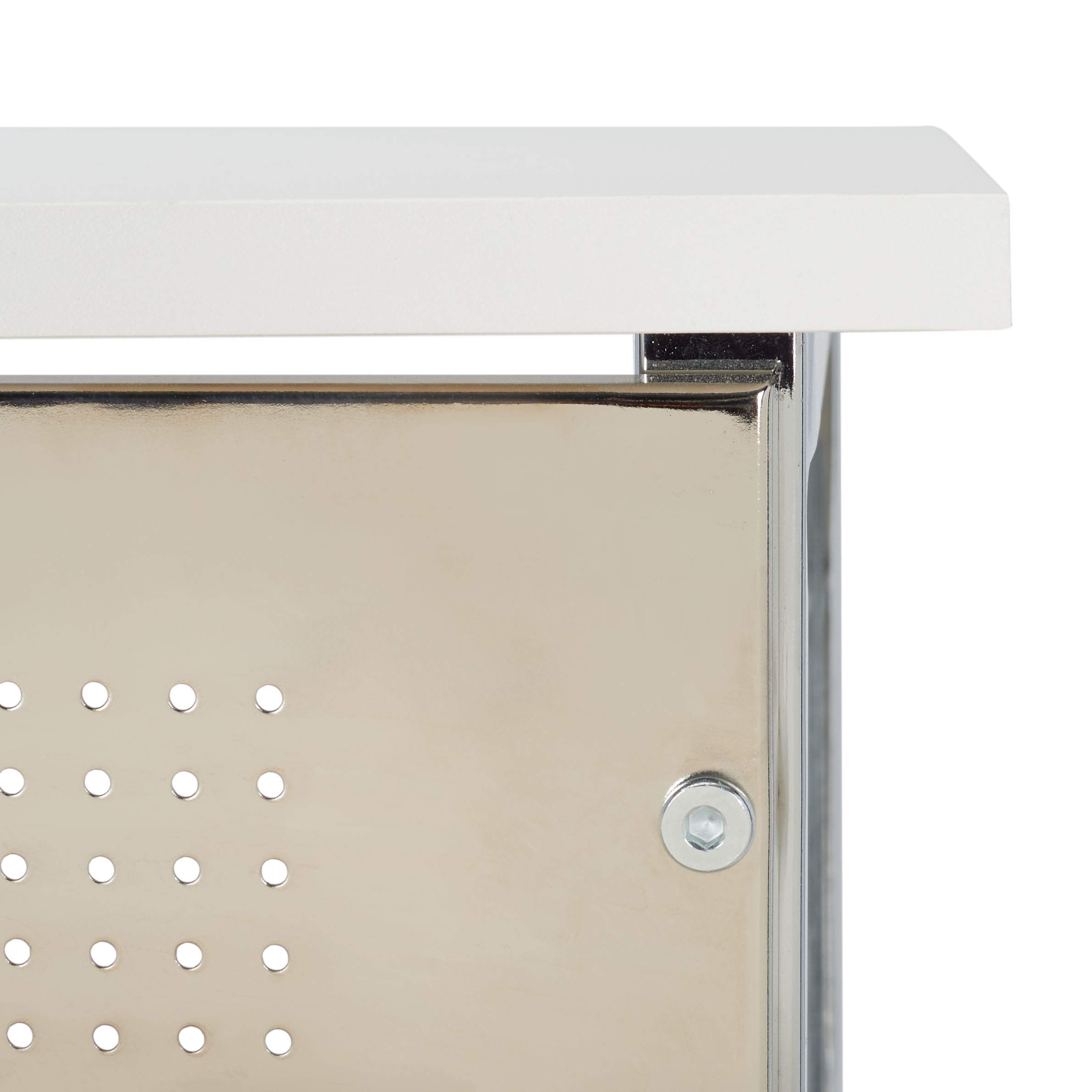 SAFAVIEH Home Collection Hayden White/Chrome 3-Shelf Standing Desk DSK2210A - Modern Office Desk for Small Spaces, Home Office & Dorm Room Organization
