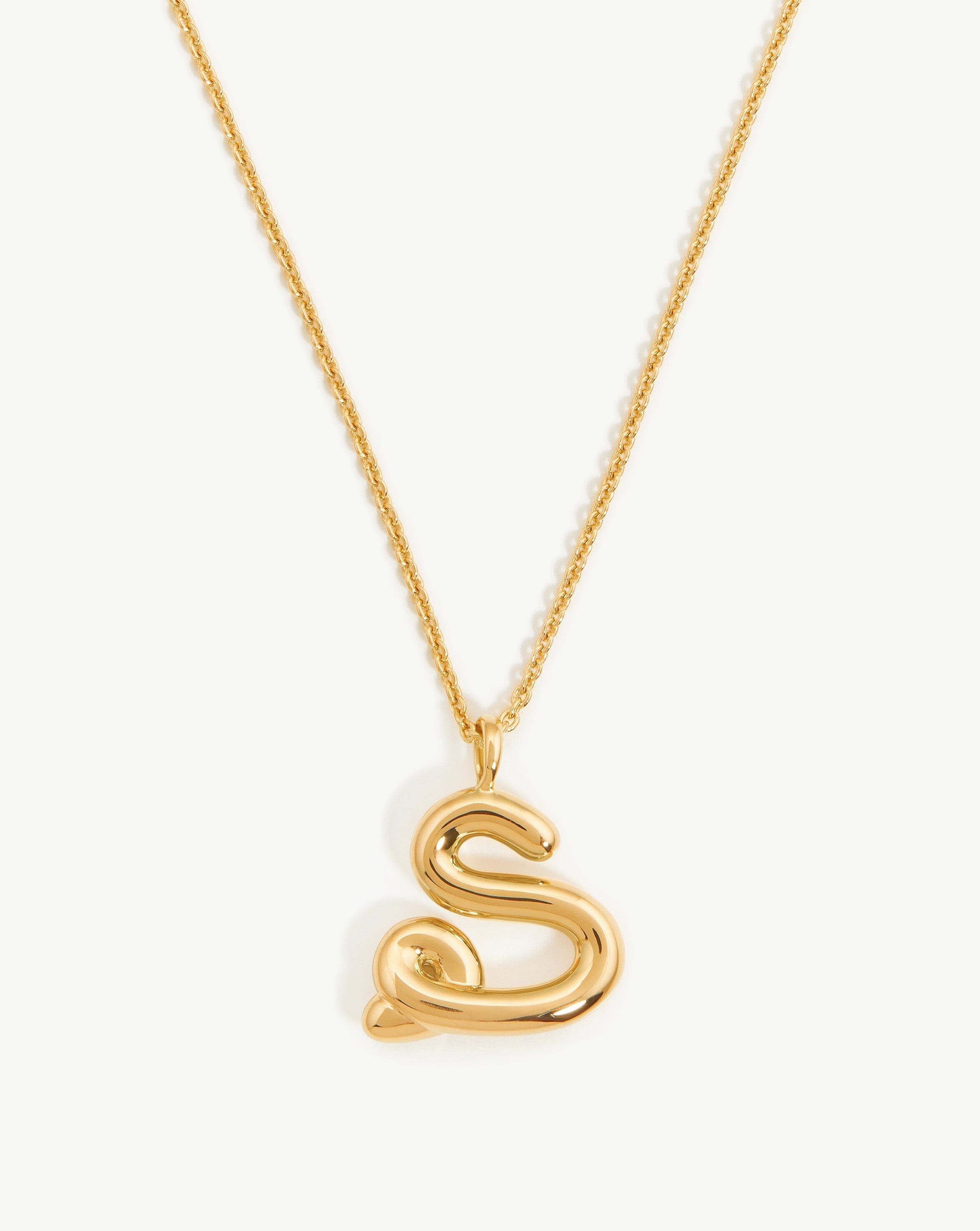 Curly Molten Initial Pendant Necklace - Personalized Letter S Pendant in 18k Gold Vermeil - Perfect Gift for Women, Birthday, Anniversary & Everyday Elegance