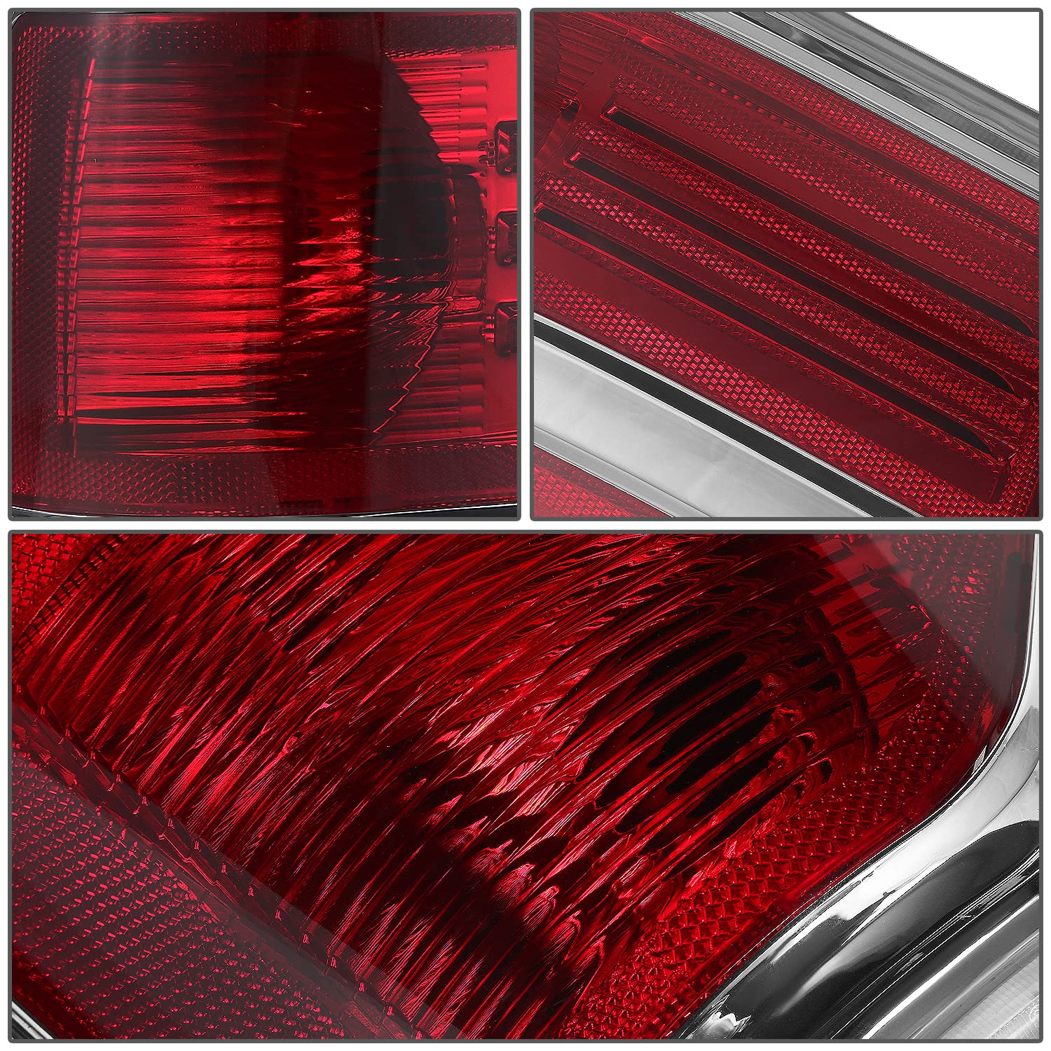 DNA MOTORING TL-ZTL-006-CHRD Red Polycarbonate Tail Lights for 2009-2014 Ford F-150 - No Bulb Sockets Included | Durable Replacement for Enhanced Visibility & Style