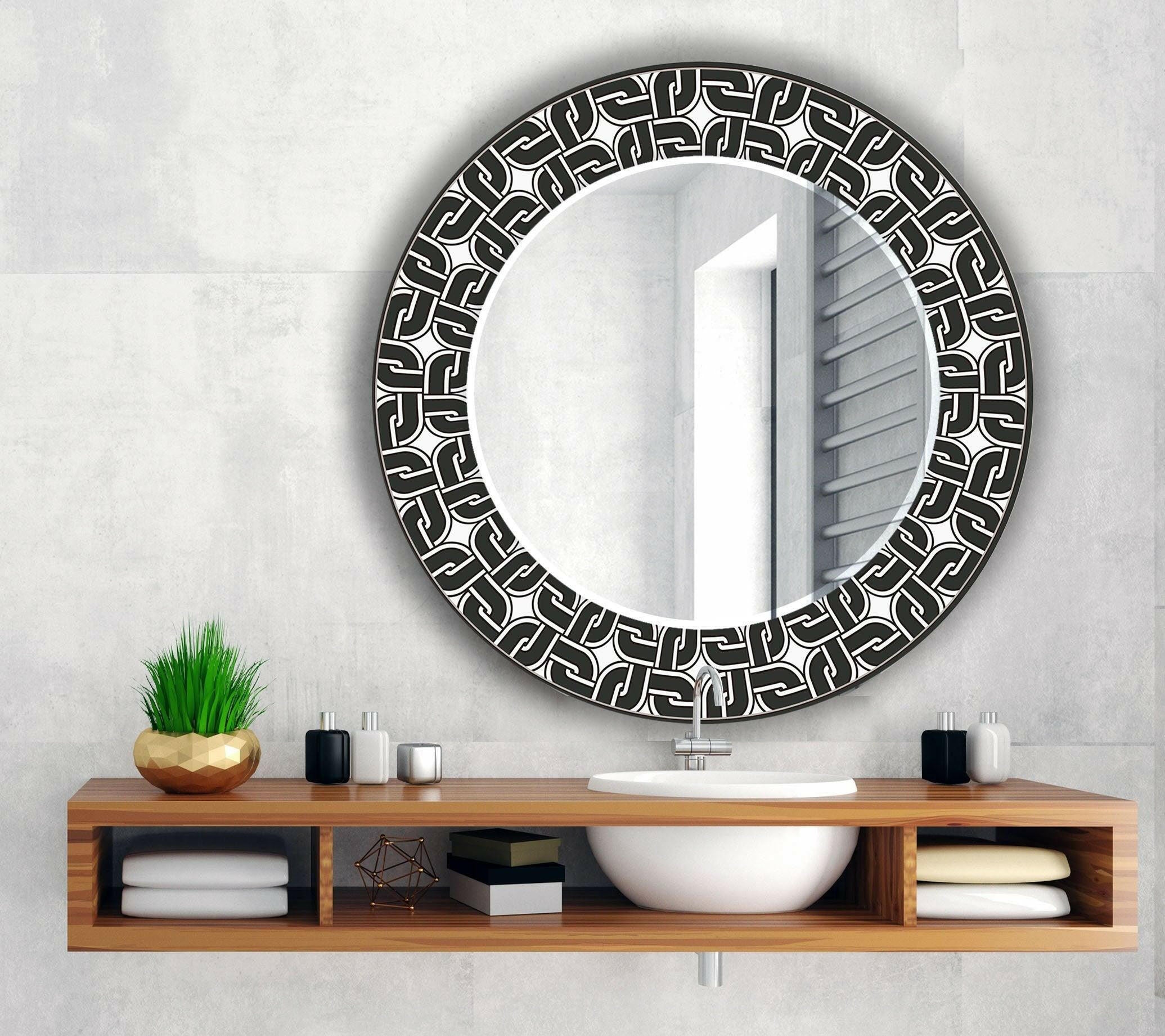 Stylish Black Round Wall Mirror - Decorative Home Decor for Living Room, Bedroom & Bathroom - Perfect for Vanity, Entryway & Modern Interior Design