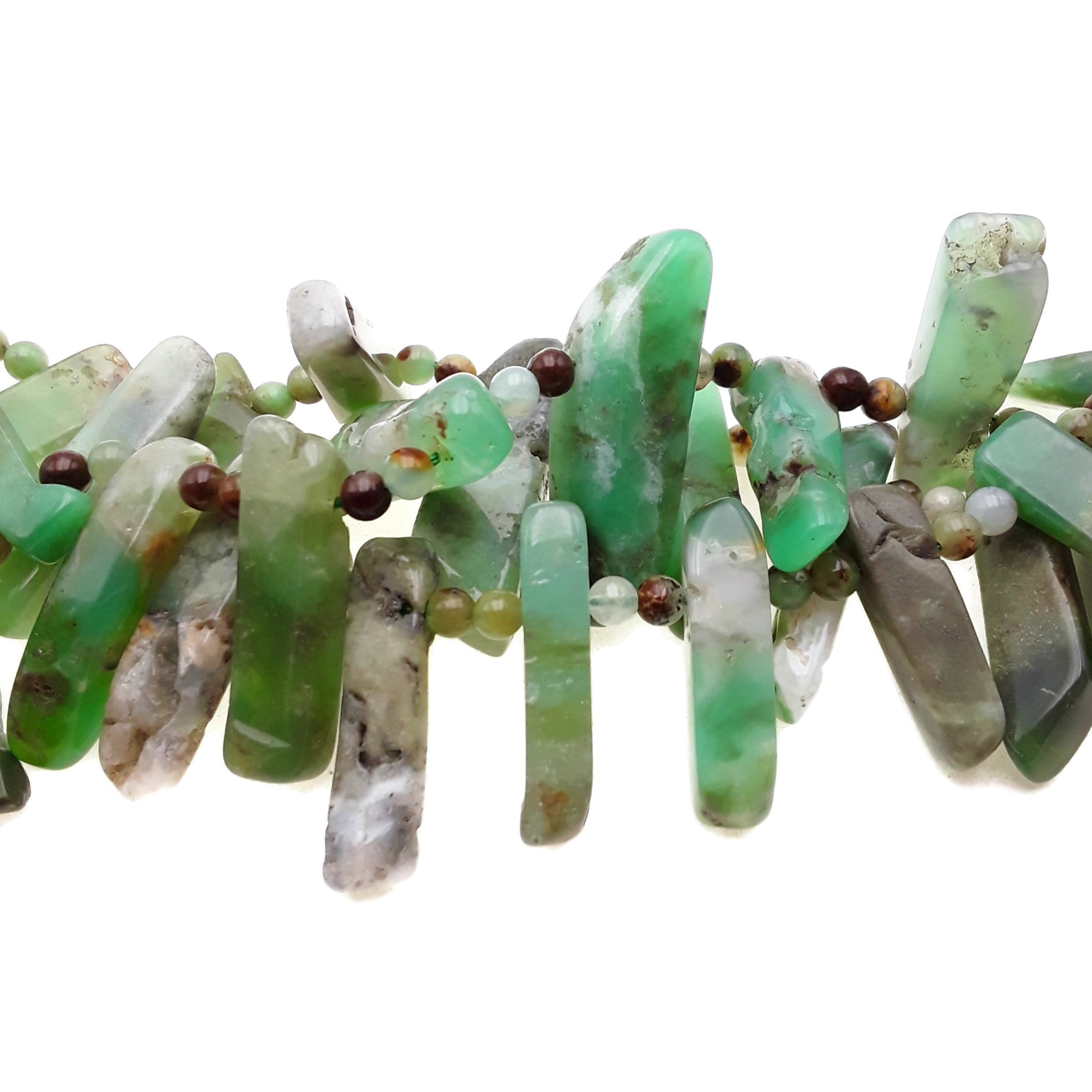 Natural Chrysoprase Graduated Irregular Slab Beads 15-35mm (15.5 Inch Strand) for Jewelry Making, DIY Crafts & Healing Crystal Collections