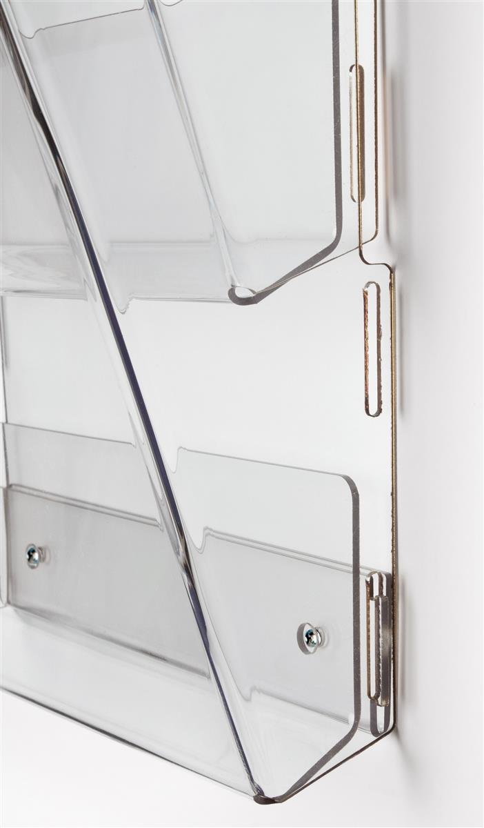 Clear Acrylic Wall Mounted Magazine Rack - 16 Single Pockets, Frameless Design with Notched Front Panel for Easy Access - Perfect for Living Room, Office, or Bathroom Organization