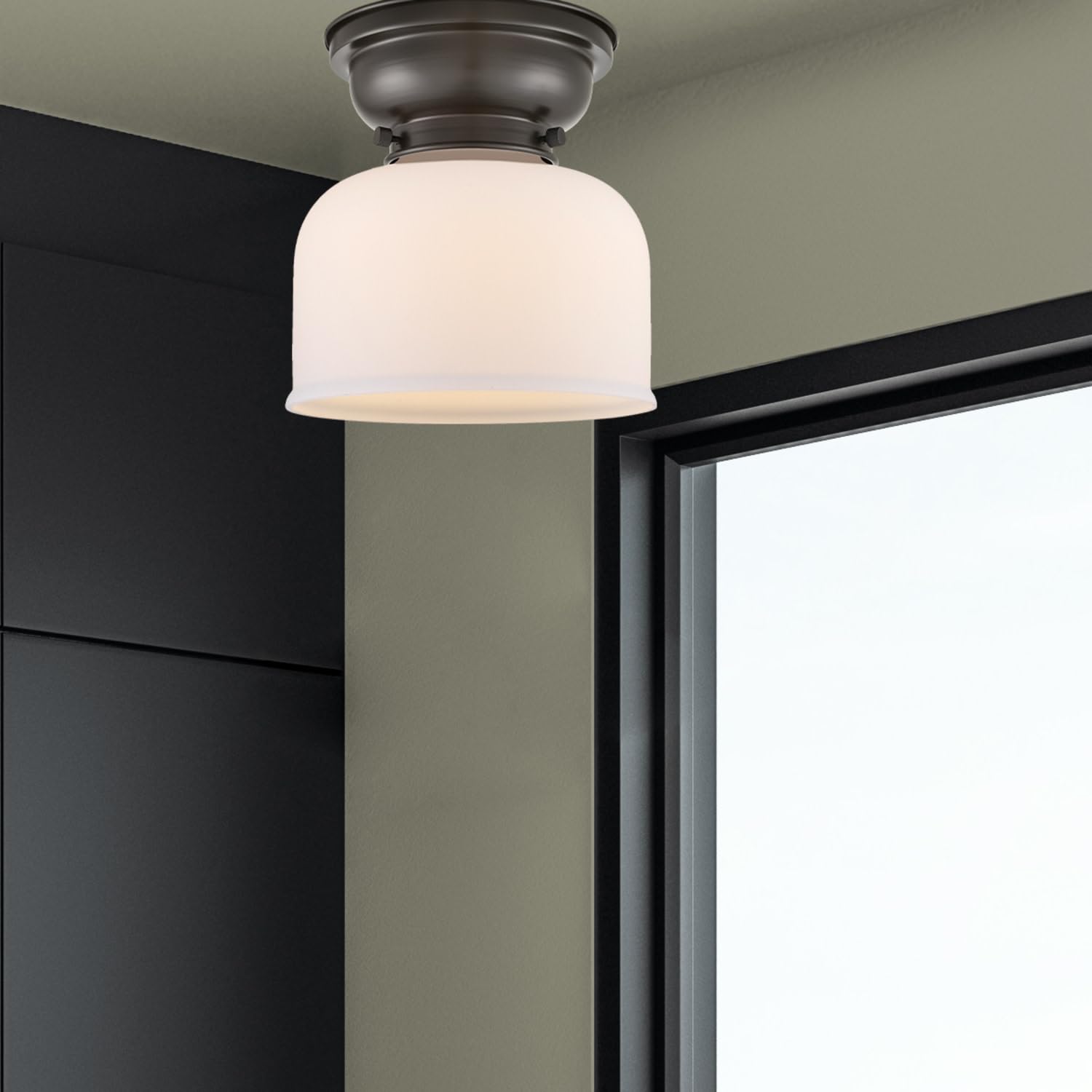 Innovations 623-1F-PC-G71 8 Inch Large Bell Flush Mount Ceiling Light Fixture - 1 Light, Polished Chrome Finish - Perfect for Bedroom, Hallway, or Entryway Lighting