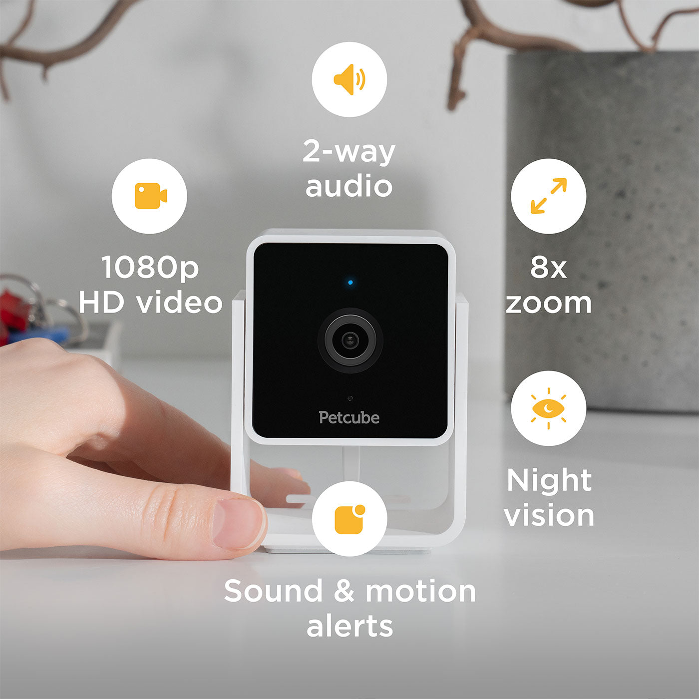 Petcube 2-Way Audio HD Pet Camera with Night Vision - Monitor & Talk to Your Dog or Cat at Home, Day or Night