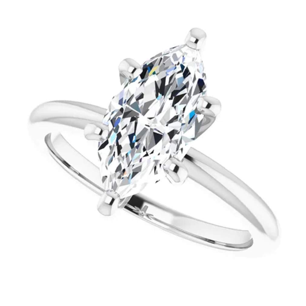Gleaming Minimalist Marquise Cut 2.10CT Colorless Moissanite Engagement Ring - 925 Sterling Silver Solitaire Wedding Band | Perfect Gift for Proposals, Anniversaries & Special Occasions