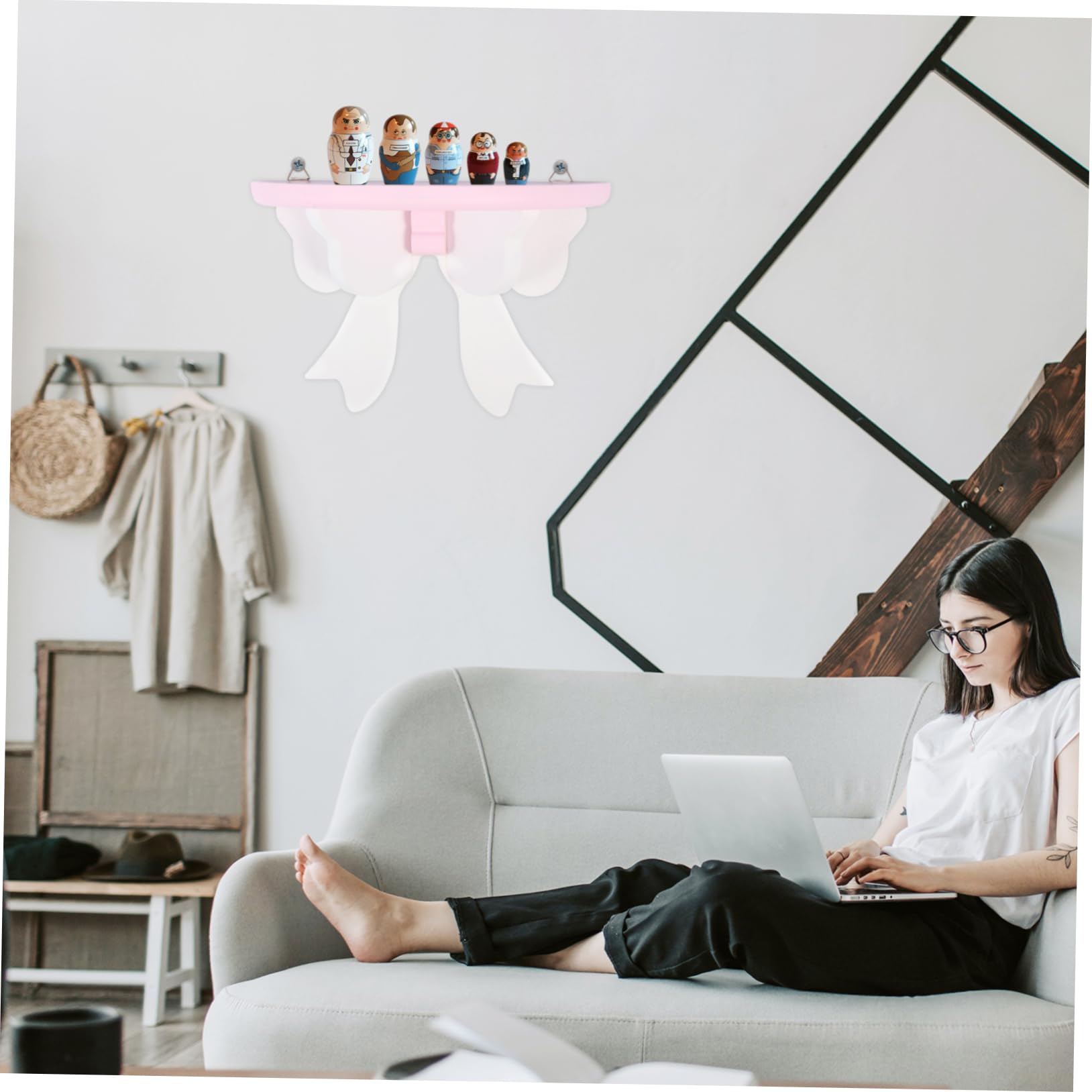 1pc Bow Tie Hanging Shelf - Wall Mounted Storage Rack for Home Organization, Room Decor & Space Saving - Perfect for Bedroom, Bathroom, Kitchen & Living Room Storage Solutions