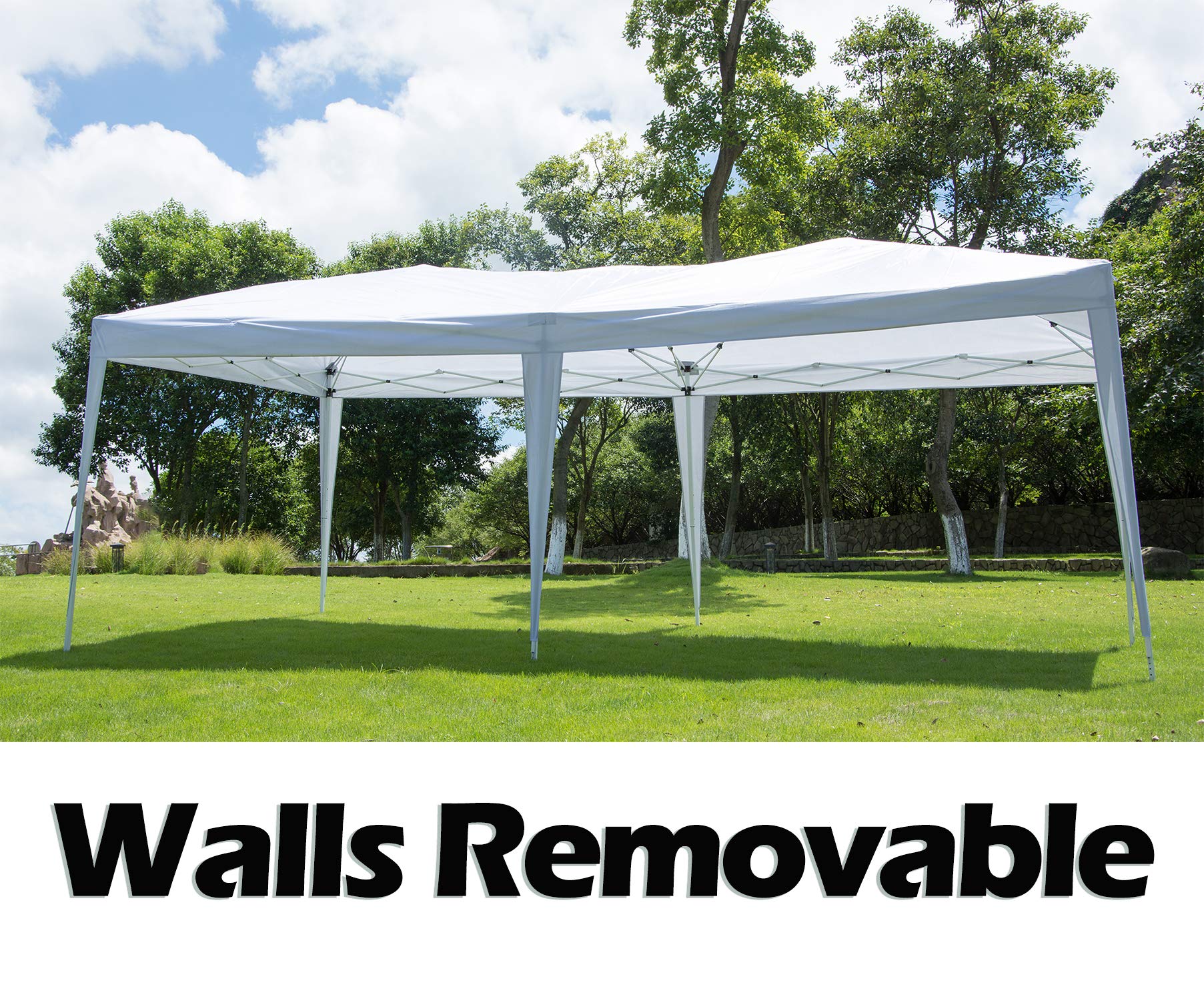 10x20 FT Heavy Duty Pop Up Canopy Tent - Commercial Grade White Gazebo Pavilion with Sidewalls for Outdoor Parties, Events & Camping - Instant Setup EZ Canopy Shelter for Backyard, Beach & Tailgating