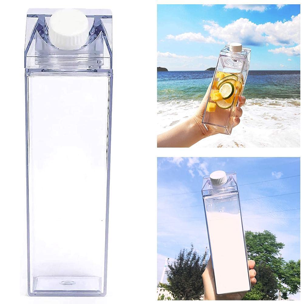 500ml/1000ml Clear Square Milk Carton Water Bottle - Portable BPA-Free Beverage Container for Outdoor, Sports, Travel & Camping - Ideal for Hiking, Gym, Picnics and Daily Hydration