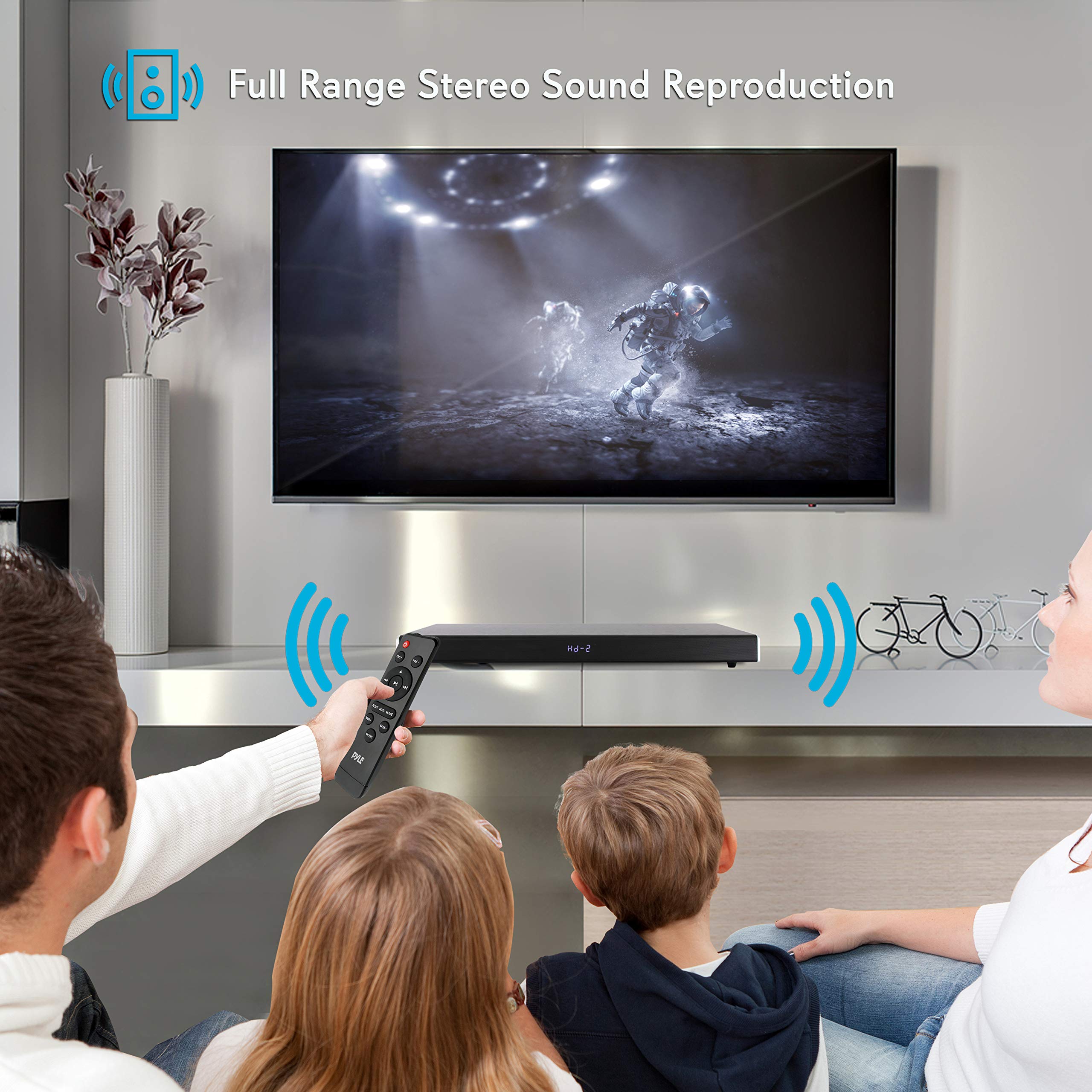Pyle PSBV620BT 5.1 Surround Sound Bluetooth Soundbar for TV with Built-in Subwoofer - Wireless TV Sound Bar System with LCD Display, Optical Audio, RCA, AUX, USB & Coaxial Inputs - Perfect for Home Theater, Gaming & Movie Nights