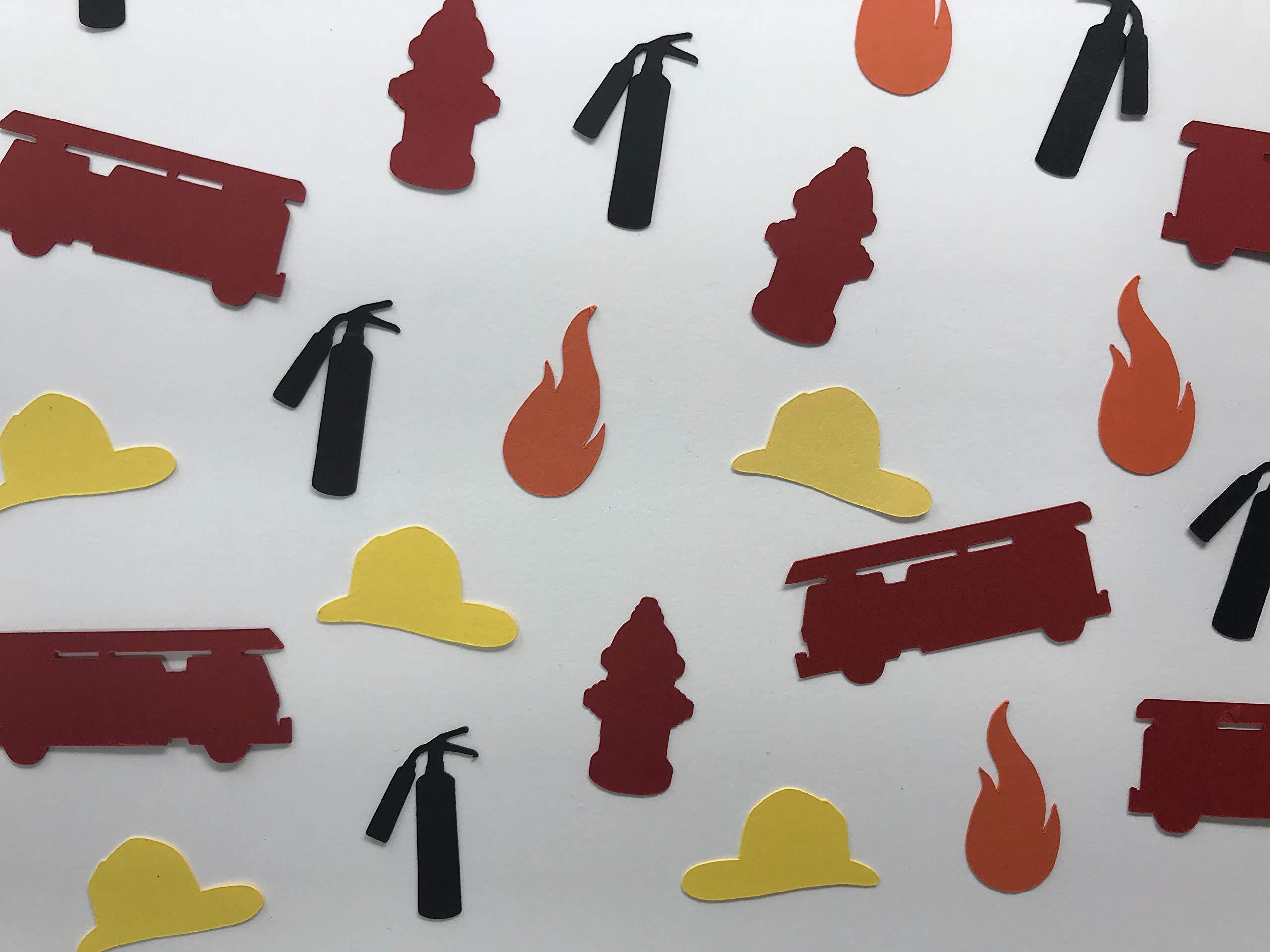 Fireman Confetti - 250pcs Fire Truck Shaped Confetti for Fireman Birthday Party Decorations, Little Boy Birthday, Retirement Celebration & Firefighter Themed Events - Perfect for Cake Toppers, Table Scatters & Party Favors