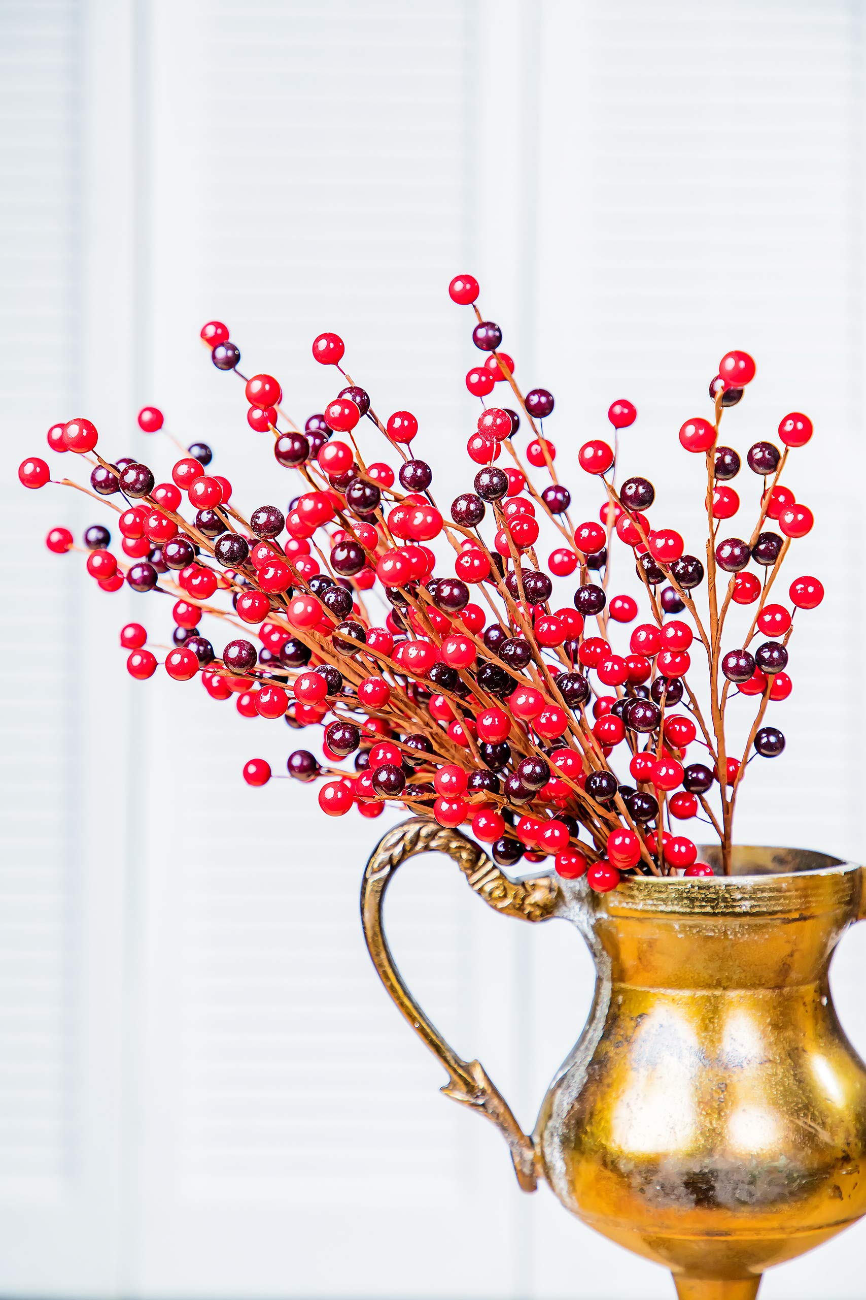 Artificial Red Cranberries Berry Sprays - 12 Pack Handmade Wrapped Stems for Home, Wedding, Christmas & Indoor Decor - Perfect for Centerpieces, Wreaths, and Holiday Displays