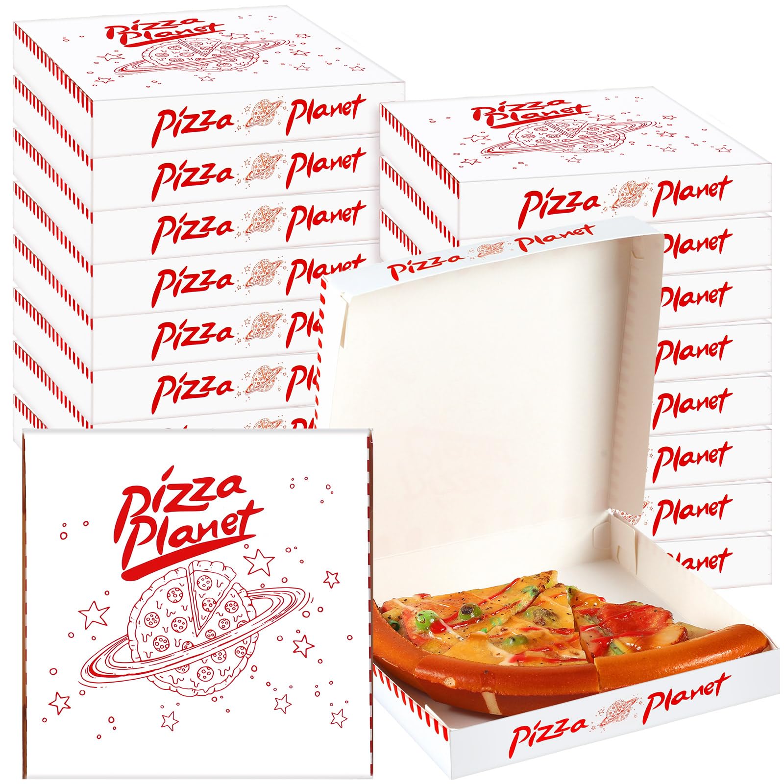 48 Pcs Mini Pizza Planet Pizza Boxes - 3.5 Inch Small Dessert Boxes for Birthday Party Favors, Baby Shower, Themed Decorations | Perfect for Toy Story Inspired Parties, Kids Room Decor & Themed Events