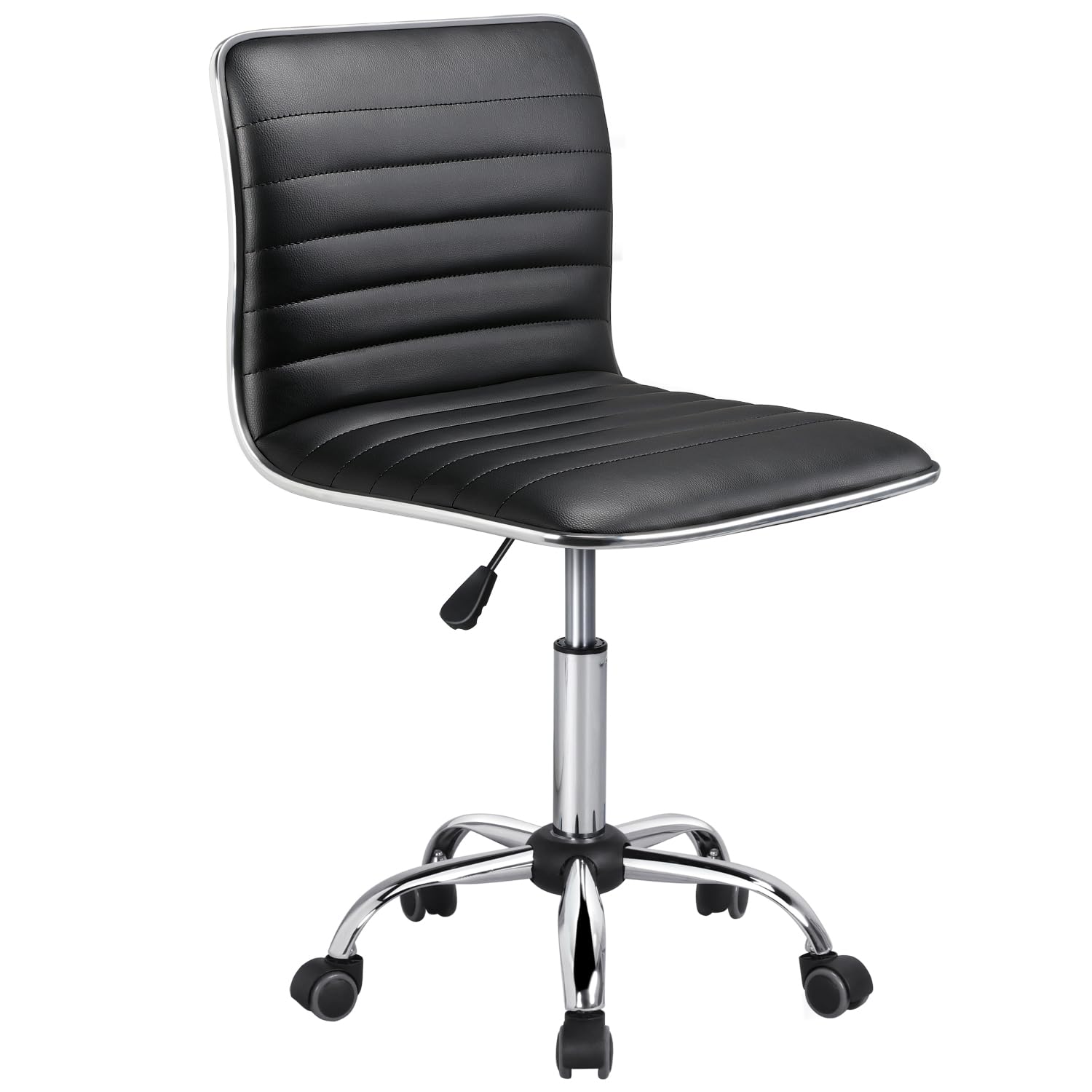 Yaheetech Armless Office Chair - Low Back Swivel Computer Desk Task Chair with Adjustable Height & Wheels - Perfect for Home Office, Gaming, Makeup Vanity & Small Spaces