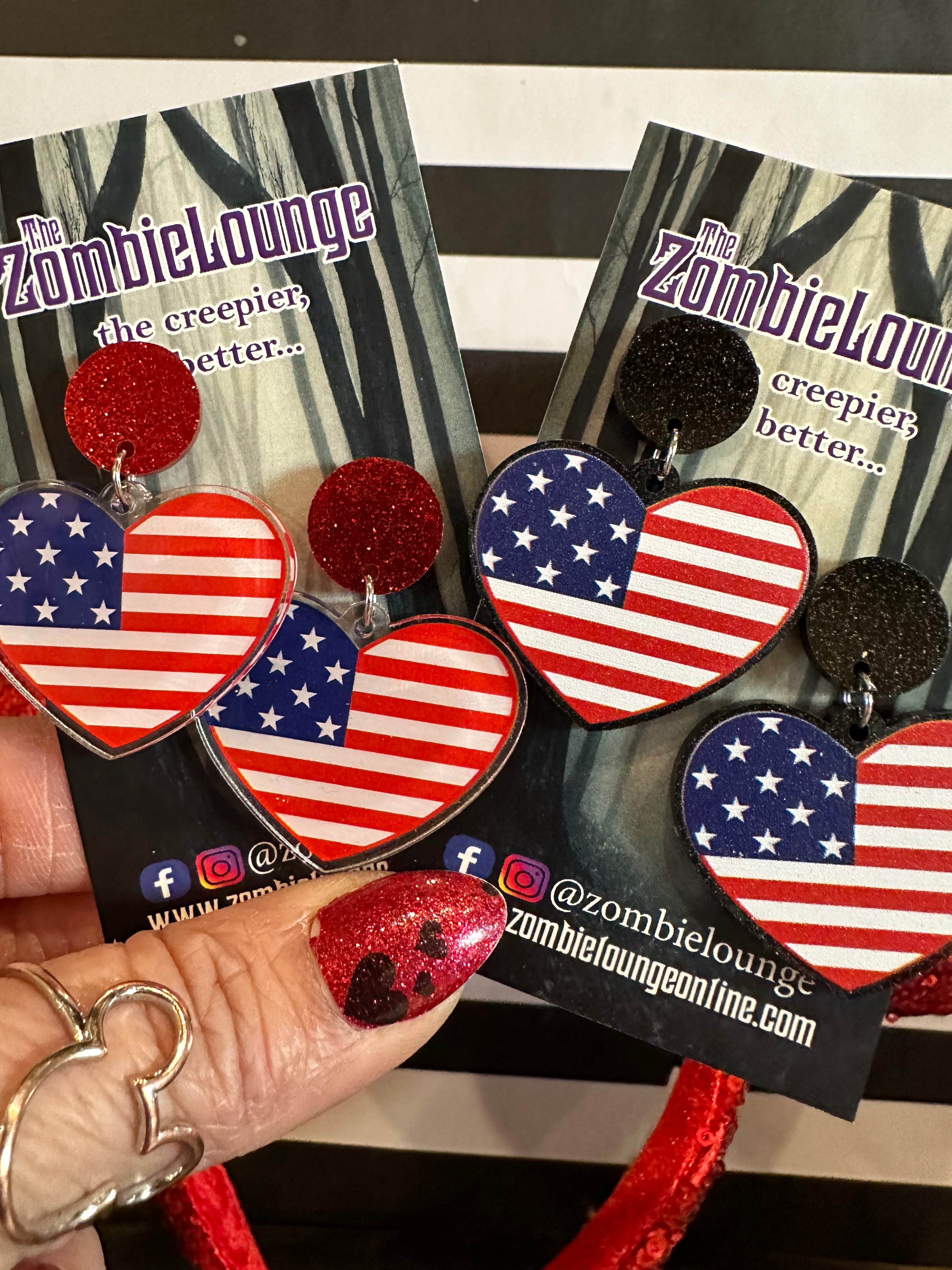 July 4th Patriotic American Flag Heart Earrings for Women - Red White Blue Dangle Jewelry - Perfect for Independence Day, Memorial Day & Veterans Day Celebrations