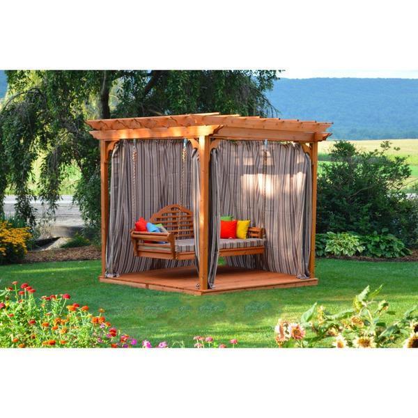 A & L Furniture Pergola Curtains with Hooks - Outdoor Patio Privacy Curtains for Pergola, Gazebo, Deck & Backyard - Water Resistant & UV Protection Sun Shade Curtains
