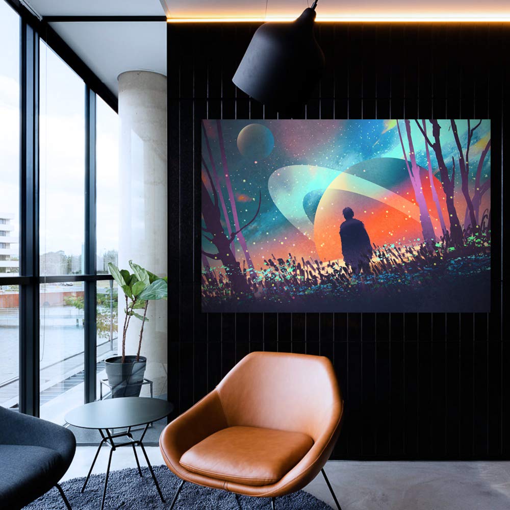 Wall26 Futuristic Cityscape Canvas Wall Art - 12x18 Inches Modern Urban Painting for Bedroom, Living Room, Office & Home Decor Framed Prints