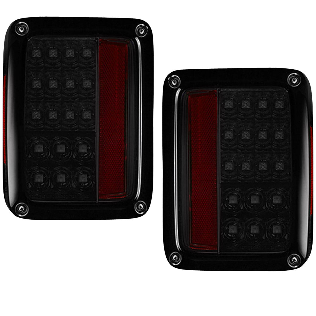 Jeep Wrangler JK 2007-2018 Ultra Bright LED Tail Lights - Red/White Multiple Lens Design for Off-Road & Night Driving Safety