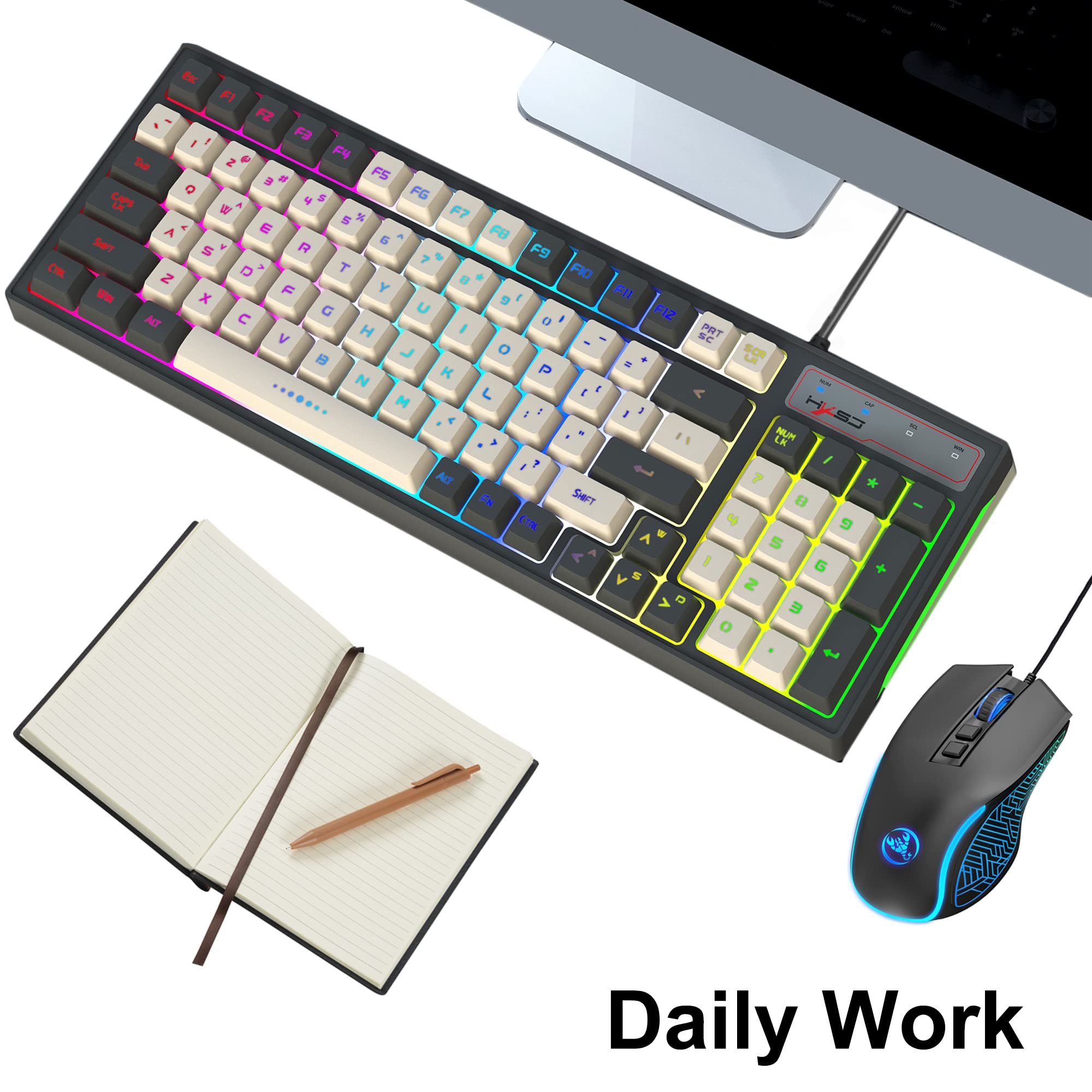 96-Key Wired Gaming Keyboard and Mouse Set with Anti-Ghosting, LED Backlit, 7-Button Optical Gaming Mouse (3600 DPI) - Perfect for PC Gaming, Esports & Office Work