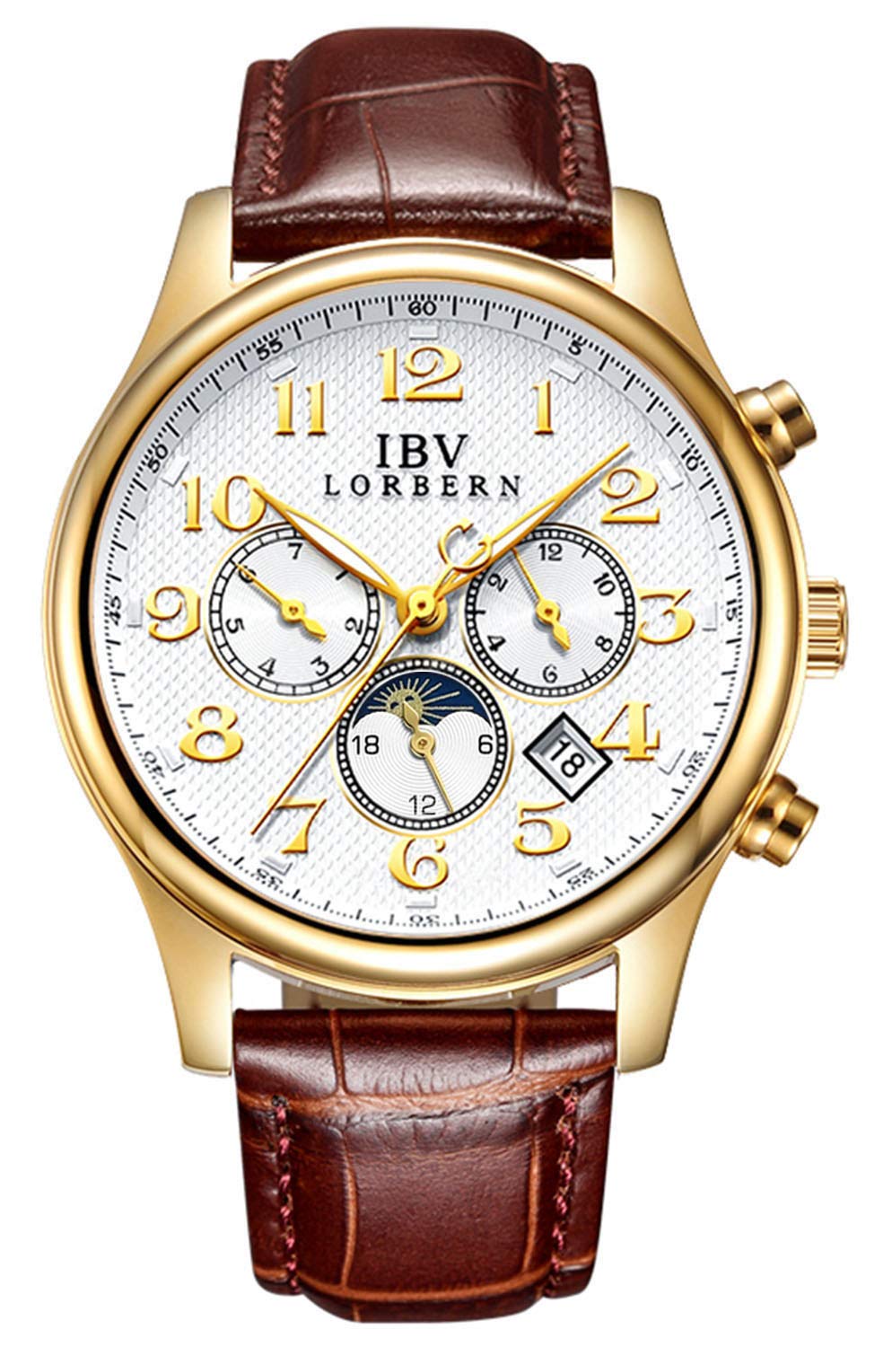 MASTOP Swiss Automatic Men's Watch - Self-Winding Stainless Steel Case with Genuine Brown Leather Band - Luxury Dress Watch for Business, Formal Events & Everyday Wear