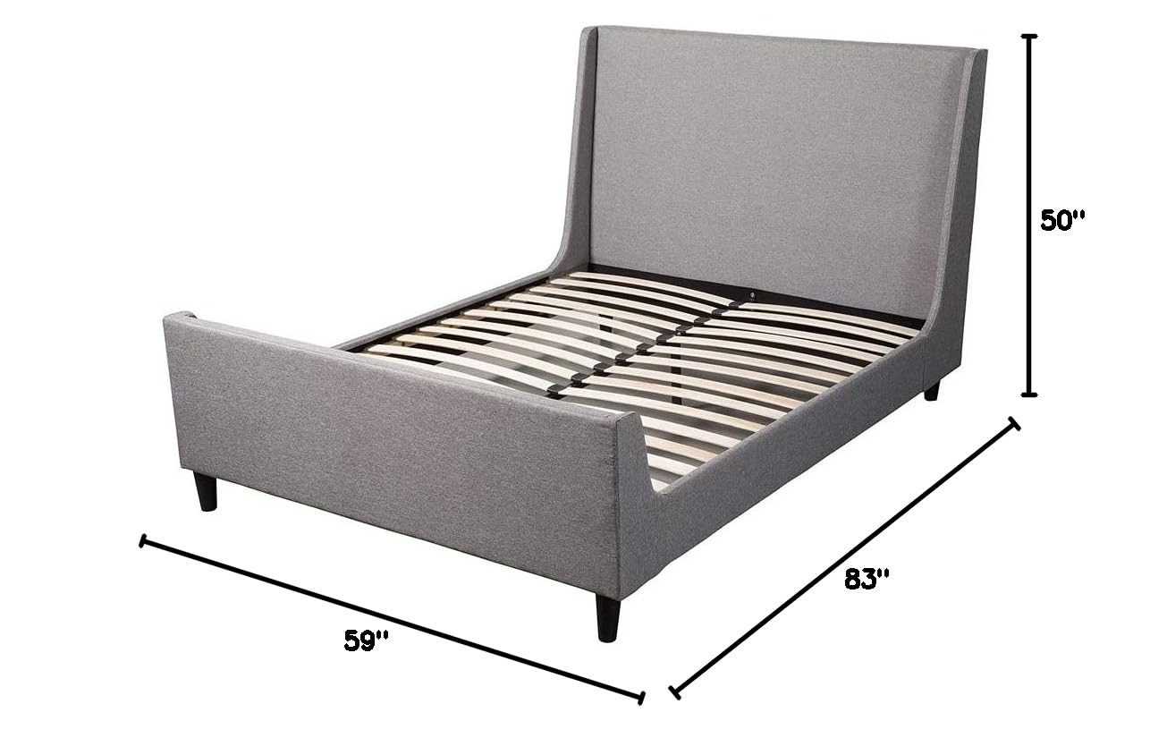 Alpine Amber Full Size Bed Frame - Modern Gray Wooden Platform Bed with Headboard - Perfect for Bedroom, Guest Room & Dorm Furniture
