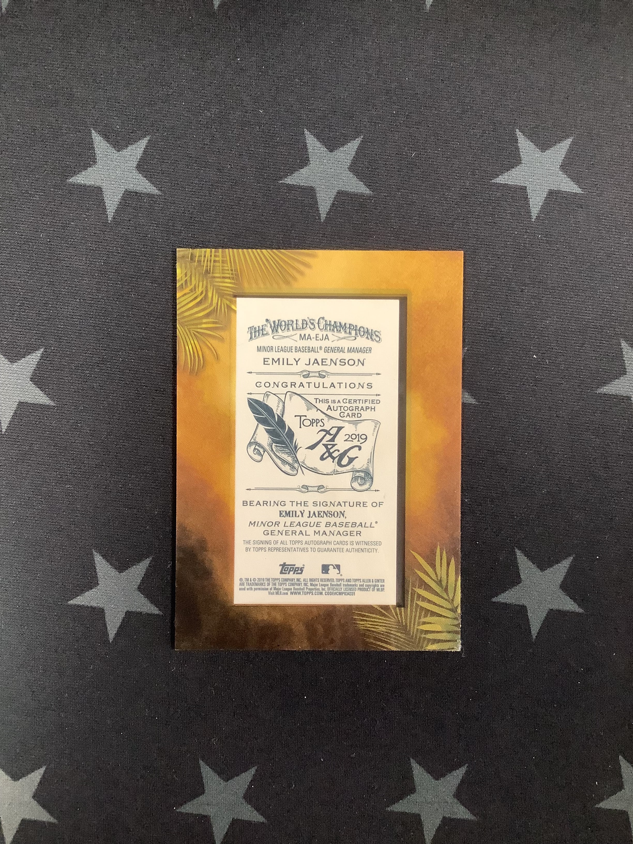 2019 Topps Allen & Ginter Emily Jaenson Autograph Baseball Card #ME EJA - Perfect for Collectors, Sports Memorabilia Fans & Trading Card Enthusiasts