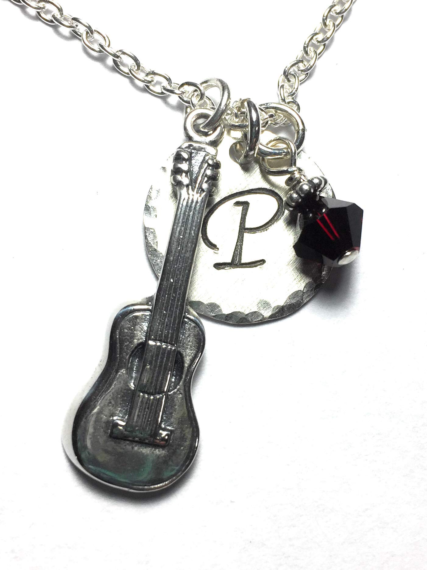 Personalized Guitar Pendant Necklace - Sterling Silver Initial Charm for Musicians & Music Lovers - Perfect Gift for Guitarists, Band Members & Music Enthusiasts