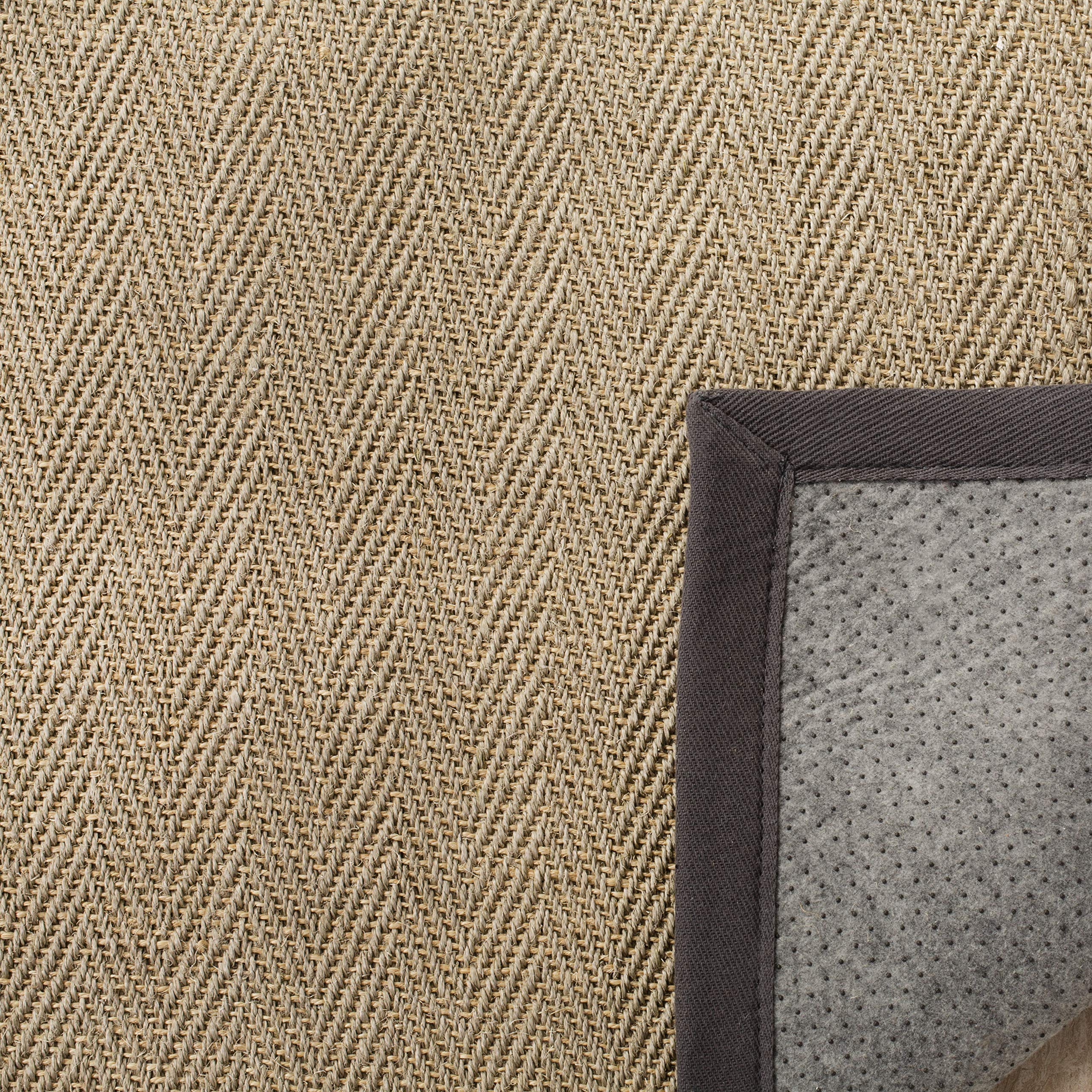 SAFAVIEH Natural Fiber Collection 6'x6' Square Grey NF134A Border Sisal Area Rug - Perfect for Living Room, Bedroom & Home Office Decor