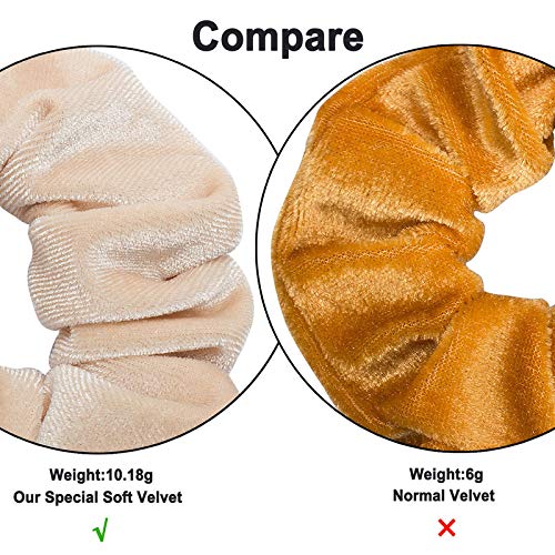PABULUM Velvet Hair Scrunchies for Women & Girls - 12 Pack Multicolor Hair Bands for VSCO Style, School, Work & Everyday Use