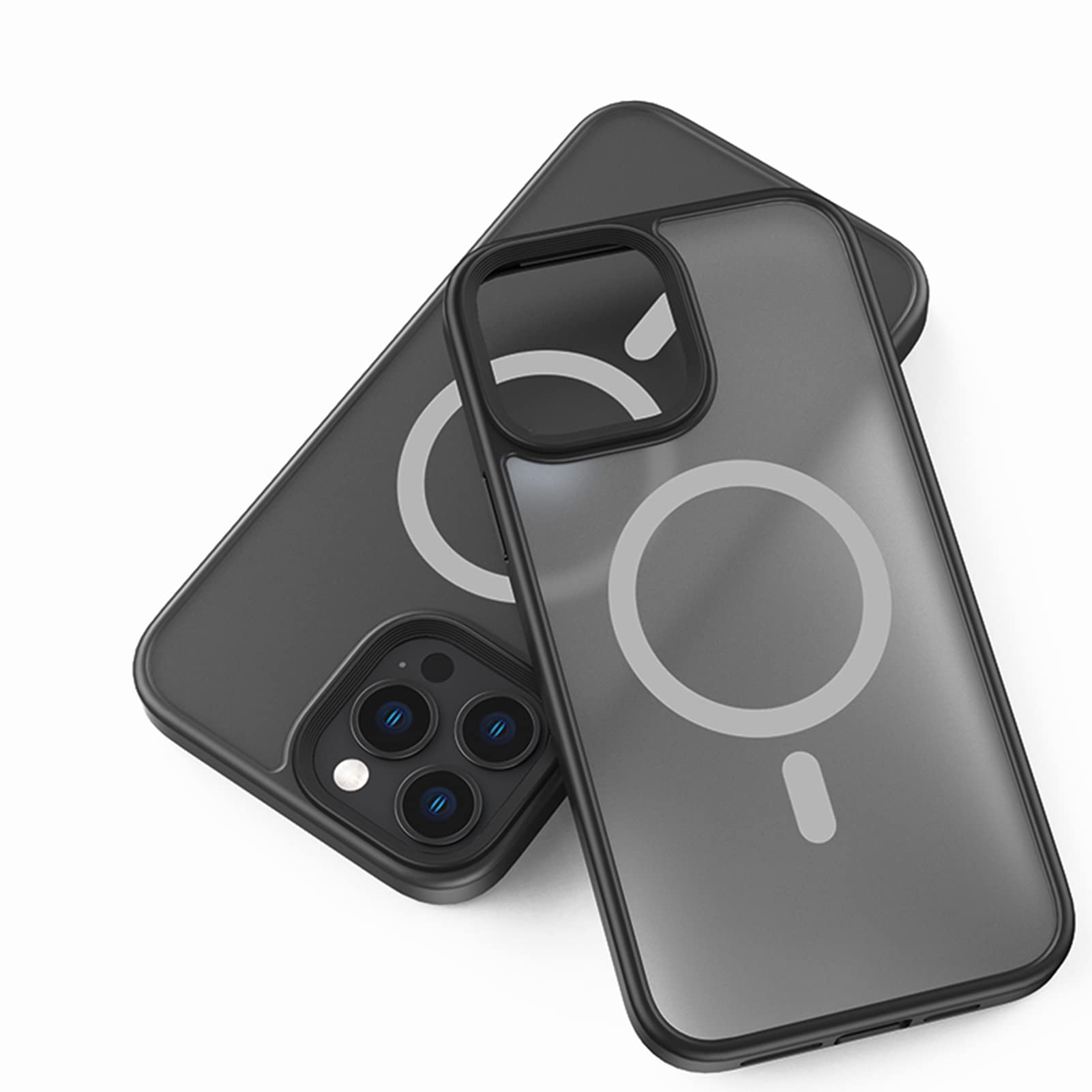 AWJK Magnetic Matte Clear Protective Case for iPhone 13/13 Mini/13 Pro/13 Pro Max - Slim Shockproof Cover with Anti-Scratch Technology (Black) - Perfect for Everyday Use, Travel & Outdoor Activities