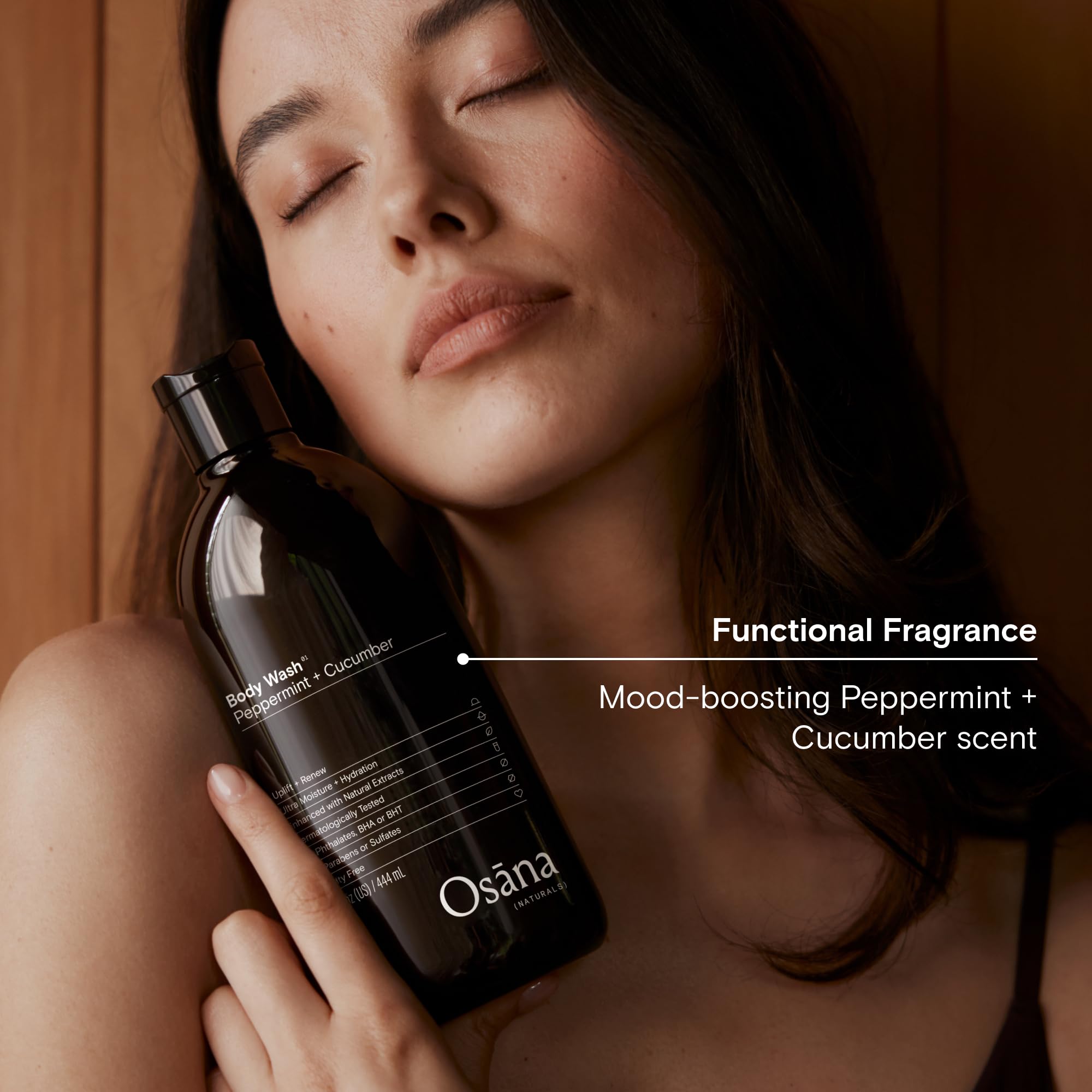 Osana Hydrating Body Wash with Fruit Extracts & Natural Ingredients - Peppermint & Cucumber Scented 15oz Dual Pack for Dry Skin Care, Shower Refreshment & Daily Skincare Routine | Perfect for Gym, Spa & Home Use