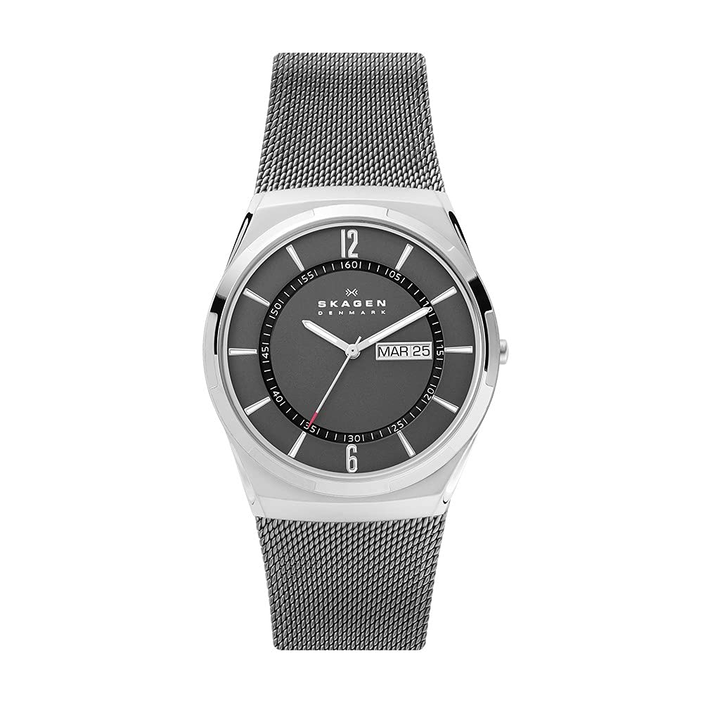 Skagen Melbye Three-Hand Watch for Men - Slim Minimalist Stainless Steel Mesh Band Watch - Perfect for Business, Casual & Everyday Wear
