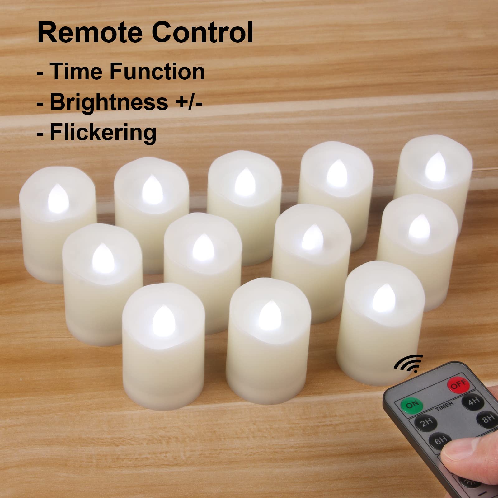 Flameless LED Tea Light Candles with Remote & Timer - Realistic Flickering Votive Candles, Battery Operated (200 Hours) - Set of 12 White Fake Candles for Holiday Decor, Wedding Centerpieces & Romantic Ambiance - 1.8