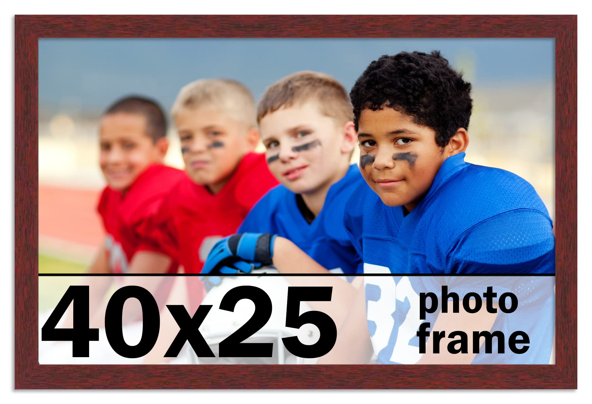 40x25 Inch Brown Wood Picture Frame - Shatterproof UV Acrylic Front & Acid-Free Backing - Modern Wall Photo Frame for Family Portraits, Home Decor, Office Display - Includes Hanging Hardware (No Mat Included)