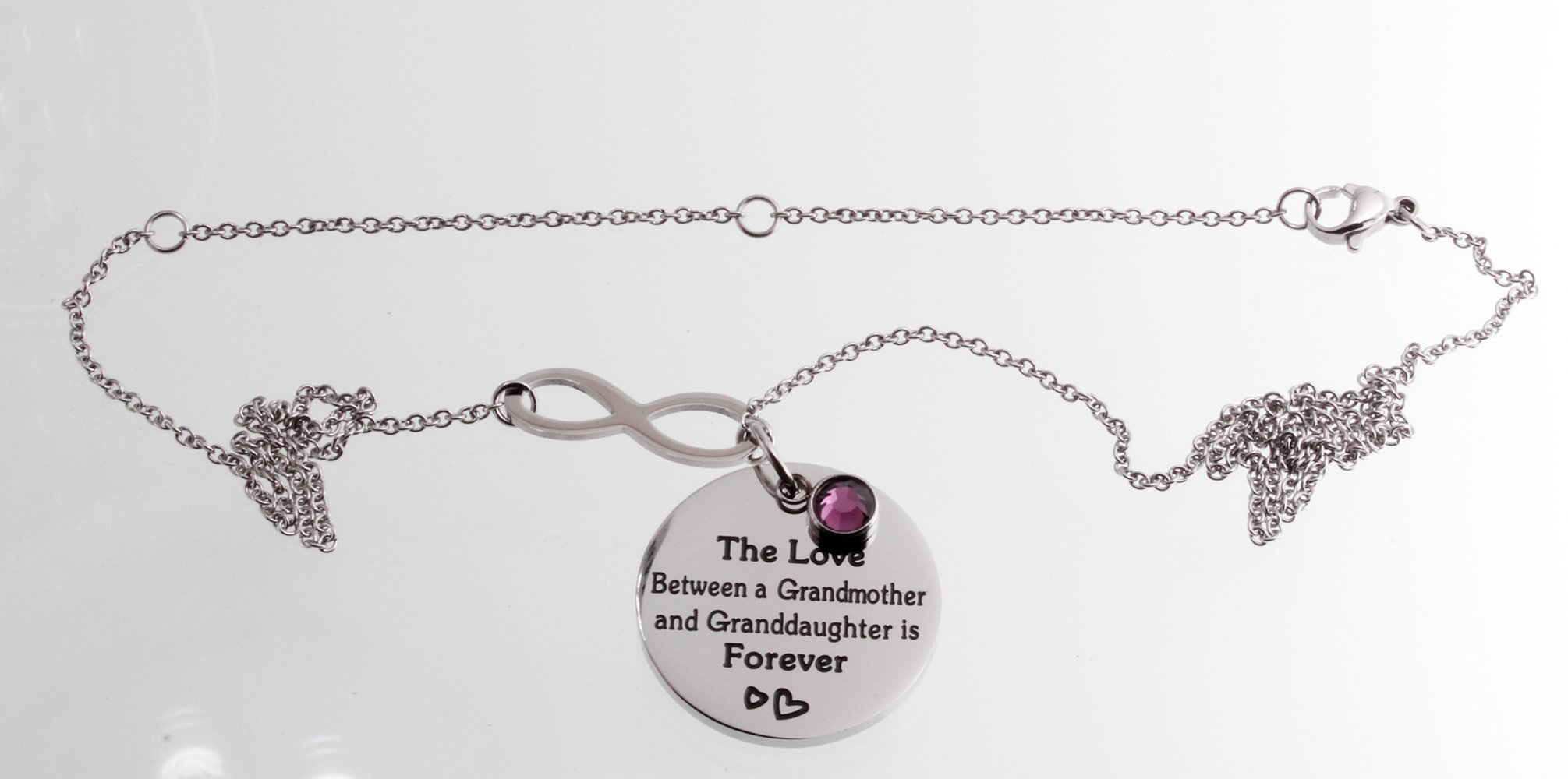Stainless Steel Infinity Love Necklace - Grandma & Granddaughter Gift with Purple Charm for Special Occasions