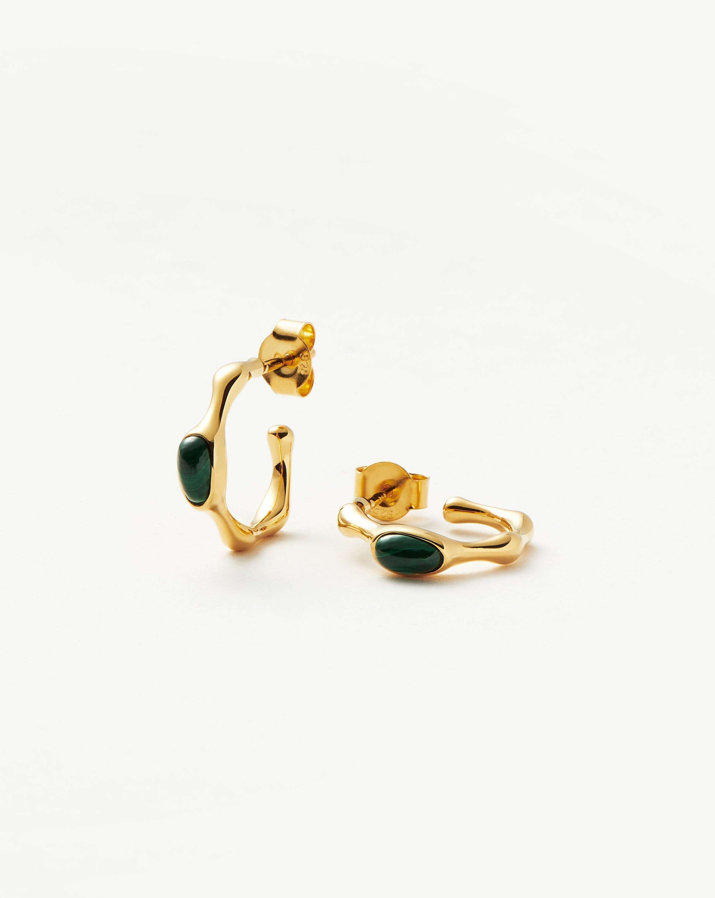 Magma Gemstone Small Hoop Earrings - 18k Recycled Gold Vermeil on Recycled Sterling Silver | Dainty Everyday Jewelry for Women, Minimalist Gift for Her, Boho Chic Accessories for Work & Date Night