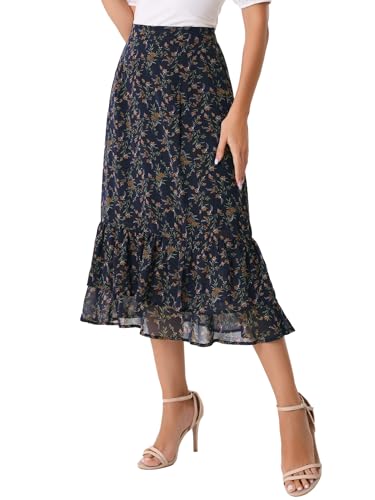 Dark Blue Orange-floral