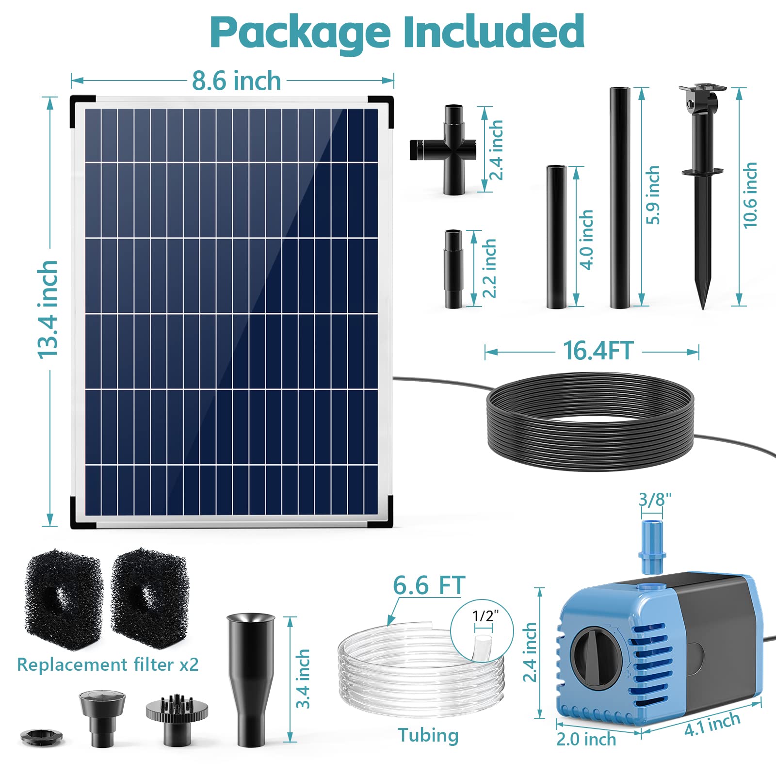 POPOSOAP 12W Solar Fountain Pump - 160GPH Adjustable Flow Submersible Water Pump for Outdoor Fountains, Ponds, Fish Tanks, Gardens & Pools | Perfect for Backyard Decor, Bird Baths & Water Features