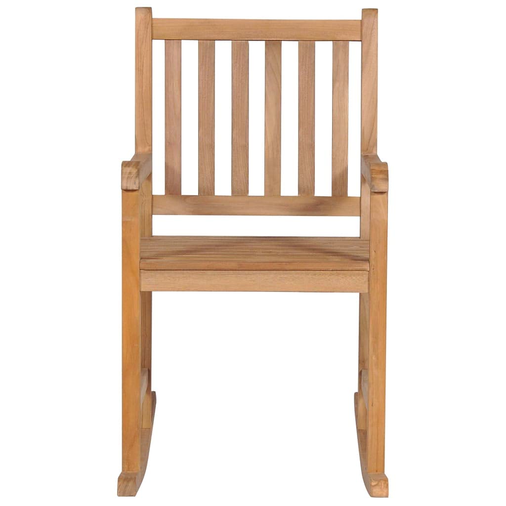 Premium Teak Wood Rocking Chair with Cream Cushion - Comfortable & Durable Nursery Rocker for Living Room, Bedroom, or Outdoor Patio Relaxation