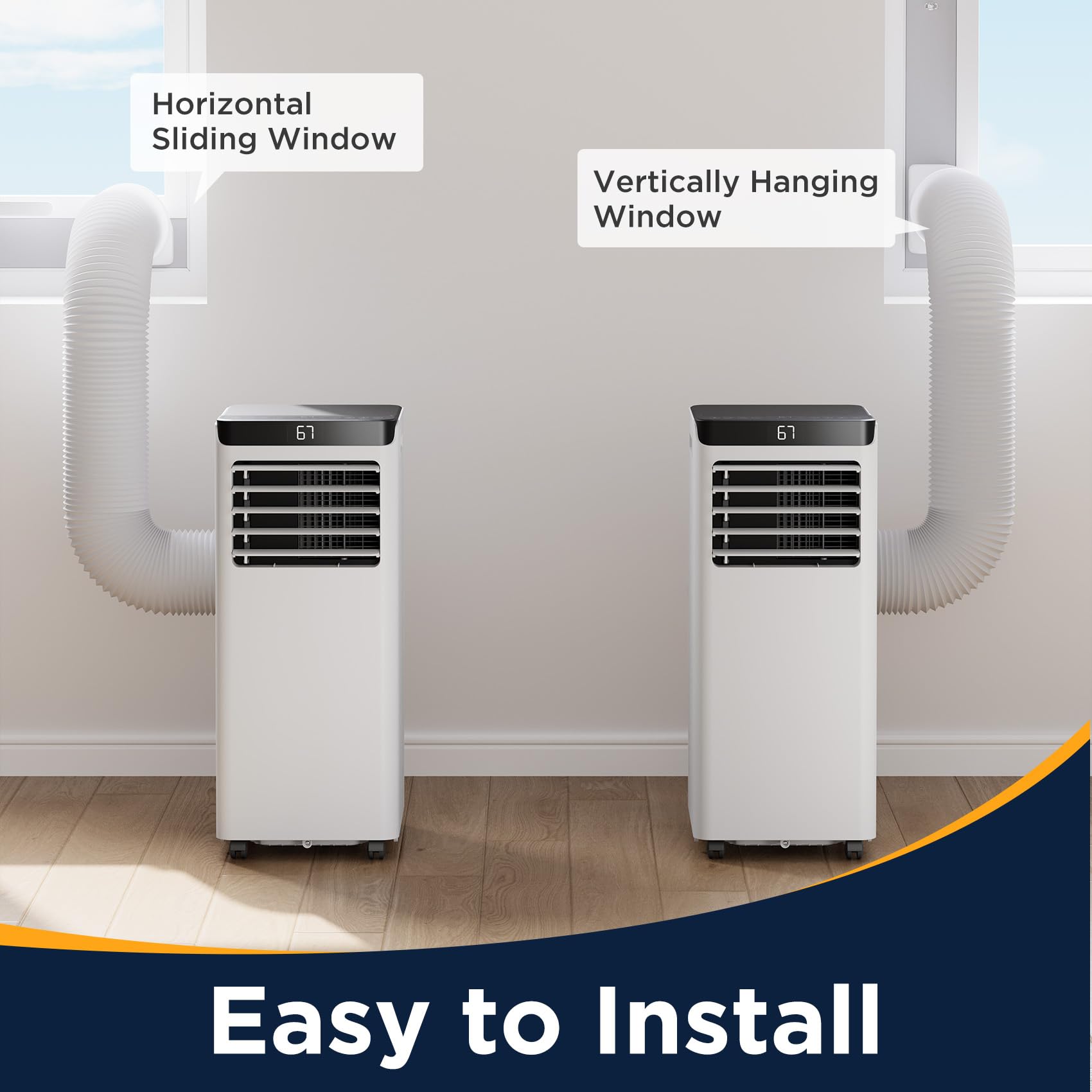 8,000 BTU Portable Air Conditioner for Large Rooms Up to 350 Sq.Ft - 3-in-1 Cooling Modes with Remote Control & Easy Install Kit - Energy Efficient AC Unit for Bedroom, Living Room, Home Office - Summer Cooling Solution for Heatwaves & Hot Nights - Compact Design with Quiet Operation for Better Sleep & Work Comfort