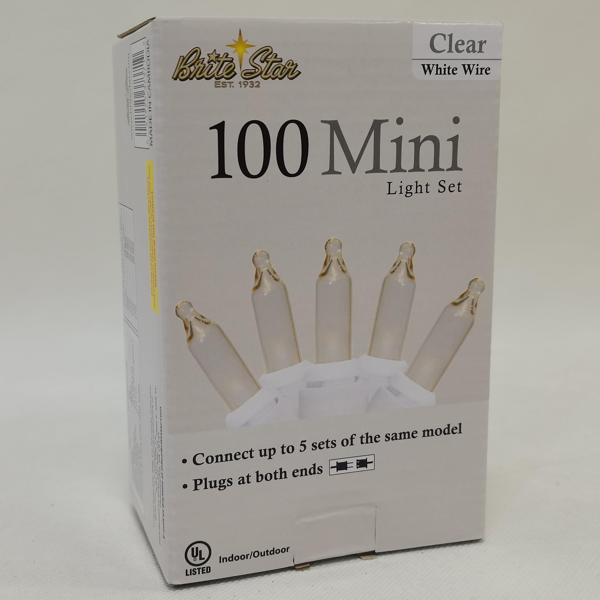 Brite Star 100-Count Mini Clear Christmas String Lights - 22ft Indoor/Outdoor Holiday Lights with White Wire for Christmas Trees, Home Decor, and Party Lighting