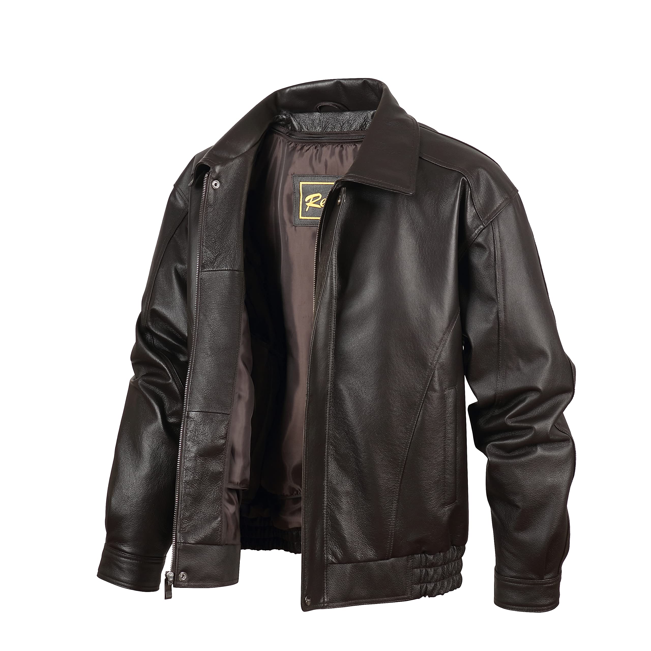 REED Men's American Style Bomber Jacket - Genuine Leather, Classic Aviator Design, Slim Fit for Casual & Motorcycle Riding | Perfect for Fall & Winter Fashion