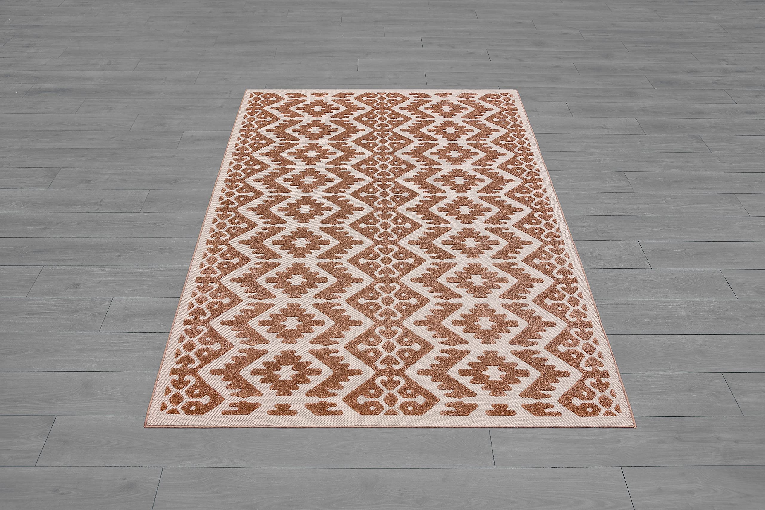 Premium Ladole Rugs Santorini Beige/Brown Oriental Area Rug - Handmade Vintage Boho Chic Carpet for Living Room, Bedroom & Home Decor