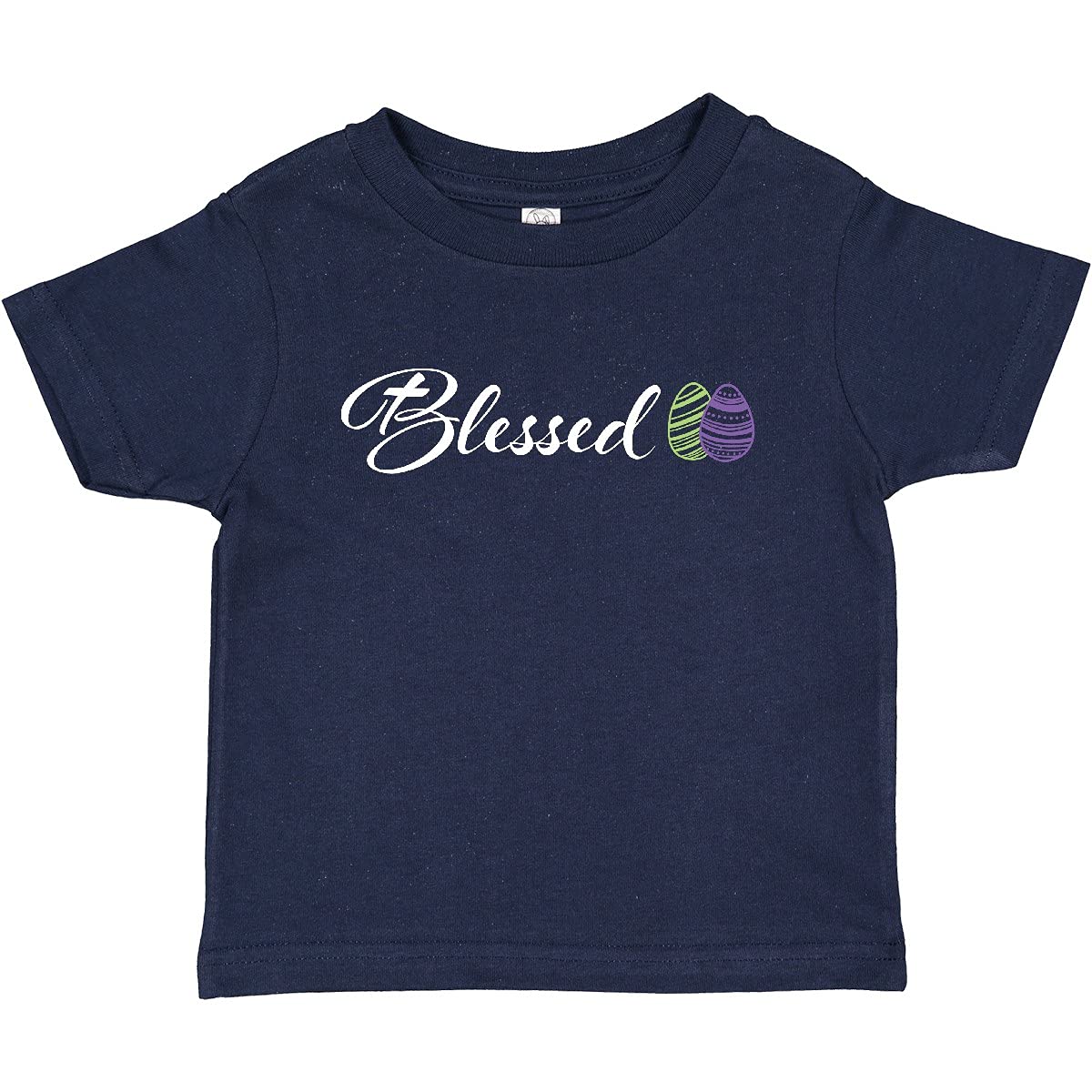 Easter Blessed Baby T-Shirt - Green & Purple Eggs Design for Holiday Outfits