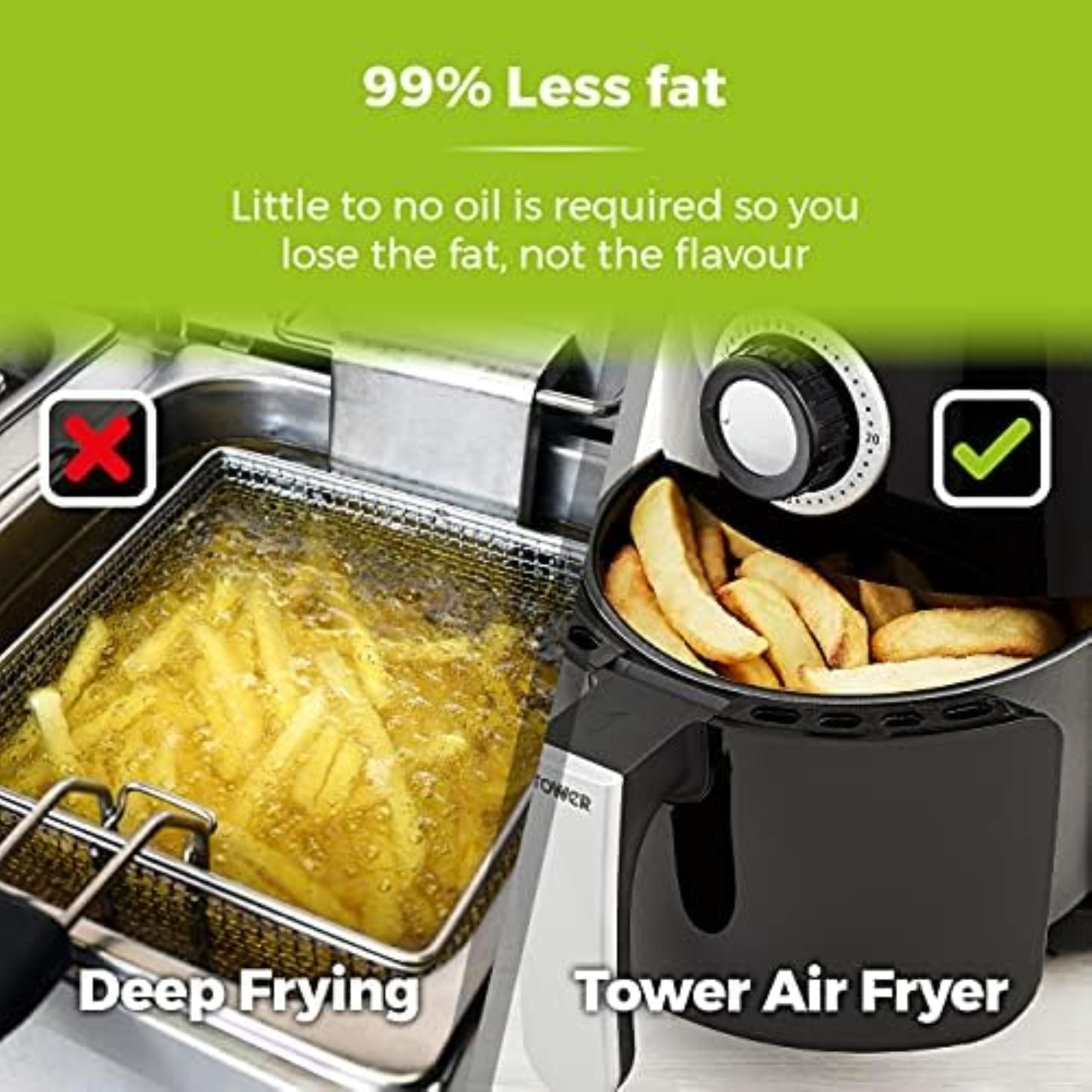 Vortex T17023 Manual Air Fryer Oven - 2.2L Black, Rapid Air Circulation, 30-Minute Timer | Healthy Frying, Crispy Snacks, Family Meals & Quick Cooking