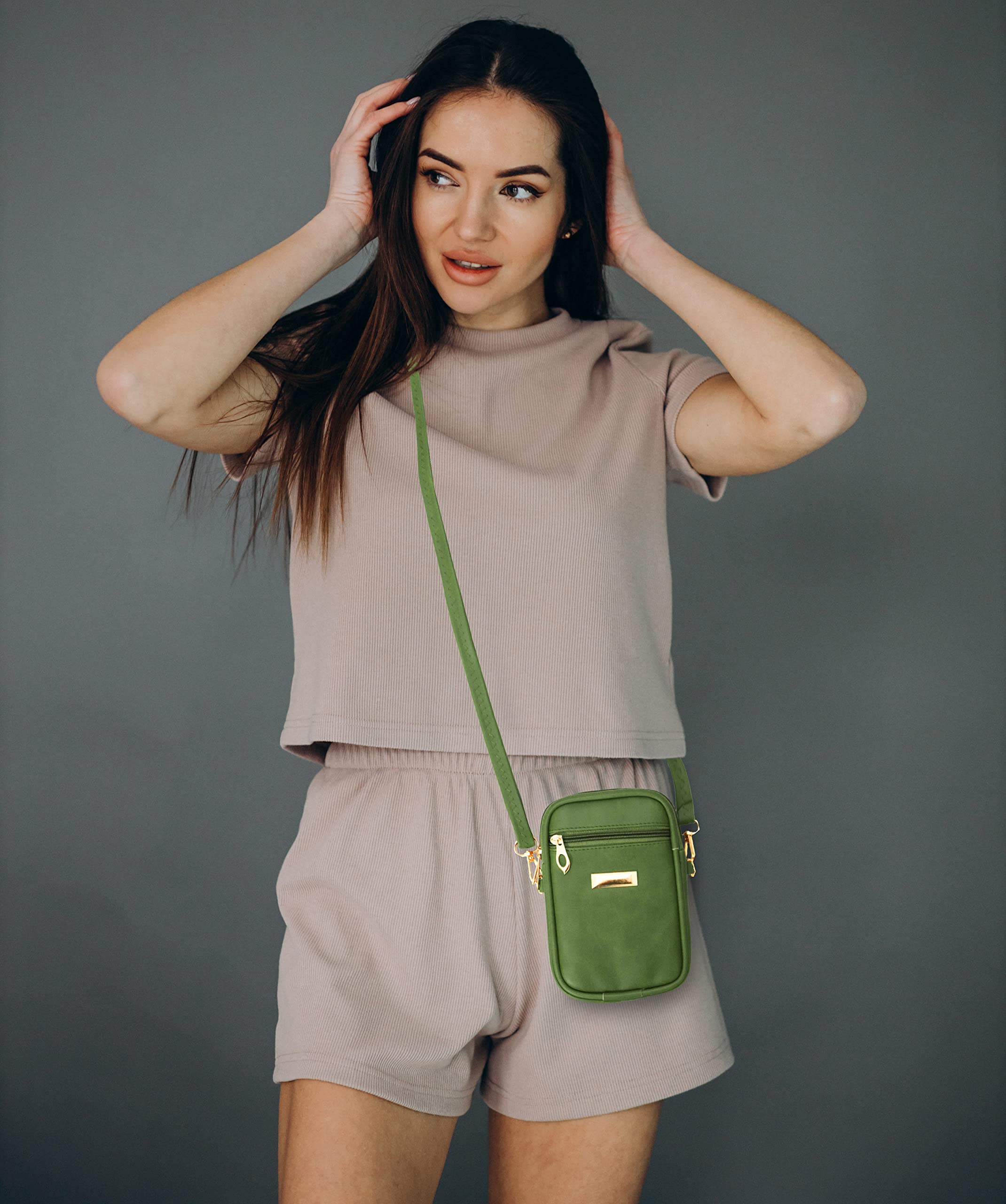 Stylish PU Leather Crossbody Phone Bag for Women - Small Sling Pouch with Shoulder Strap, Mini Cell Phone Holder Purse | Perfect for Travel, Shopping, and Everyday Use