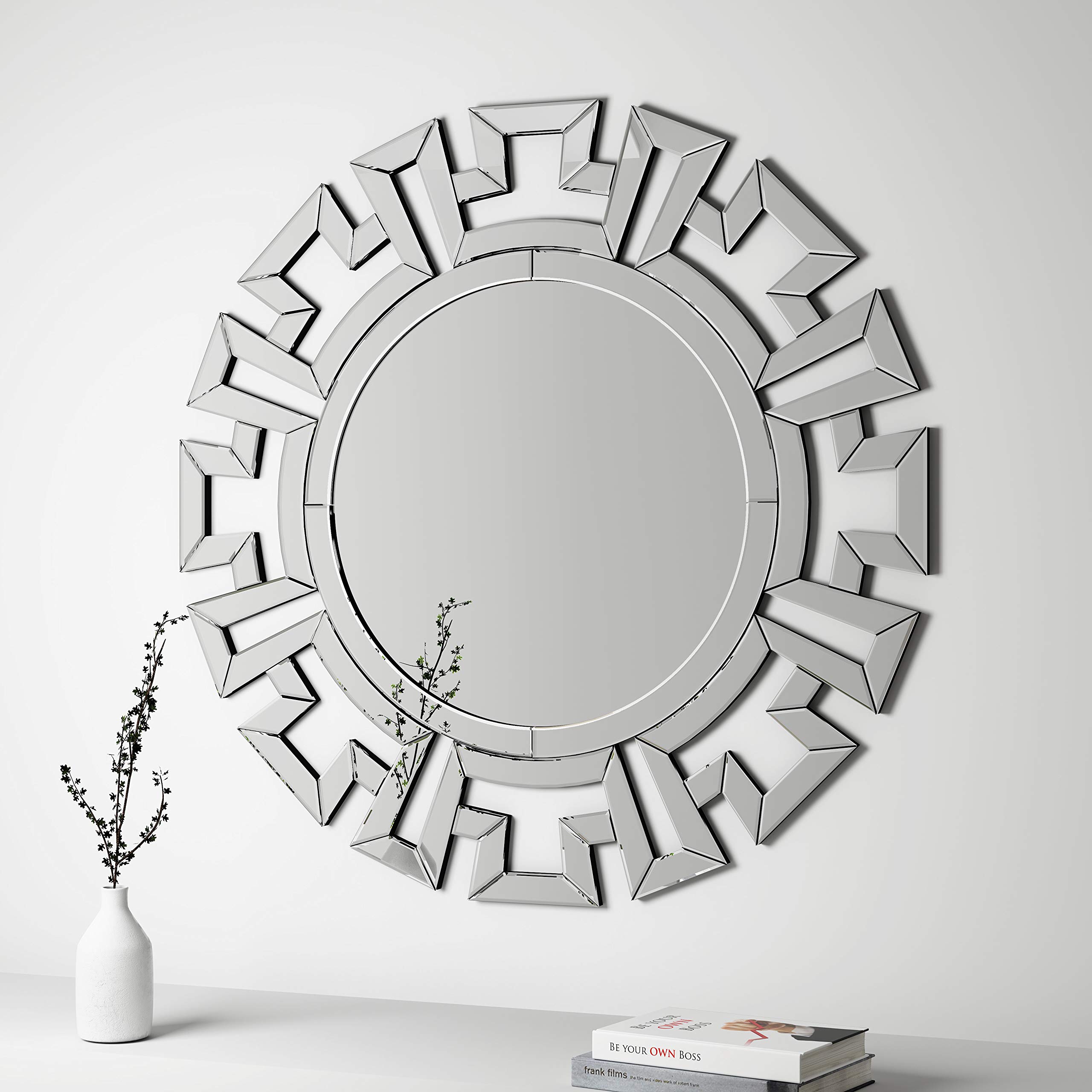 Vintage Round Wall Mirror 32 Inch - Decorative Hanging Mirror for Living Room, Bedroom, Entryway | Boho Home Decor & Interior Design Accent