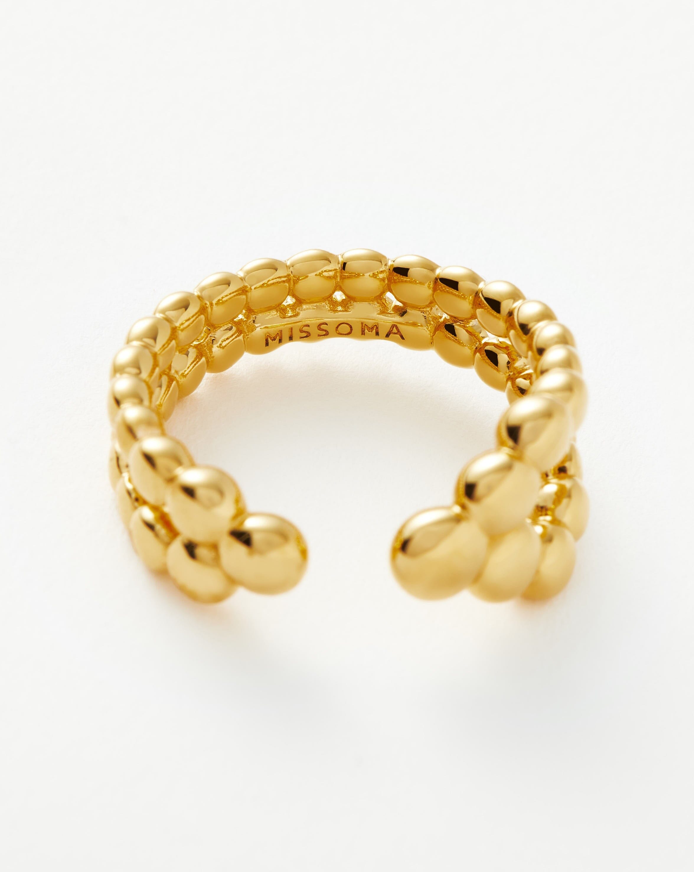 18k Gold Vermeil Beaded Open Ring for Women - Elegant Stackable Jewelry for Everyday Wear & Special Occasions