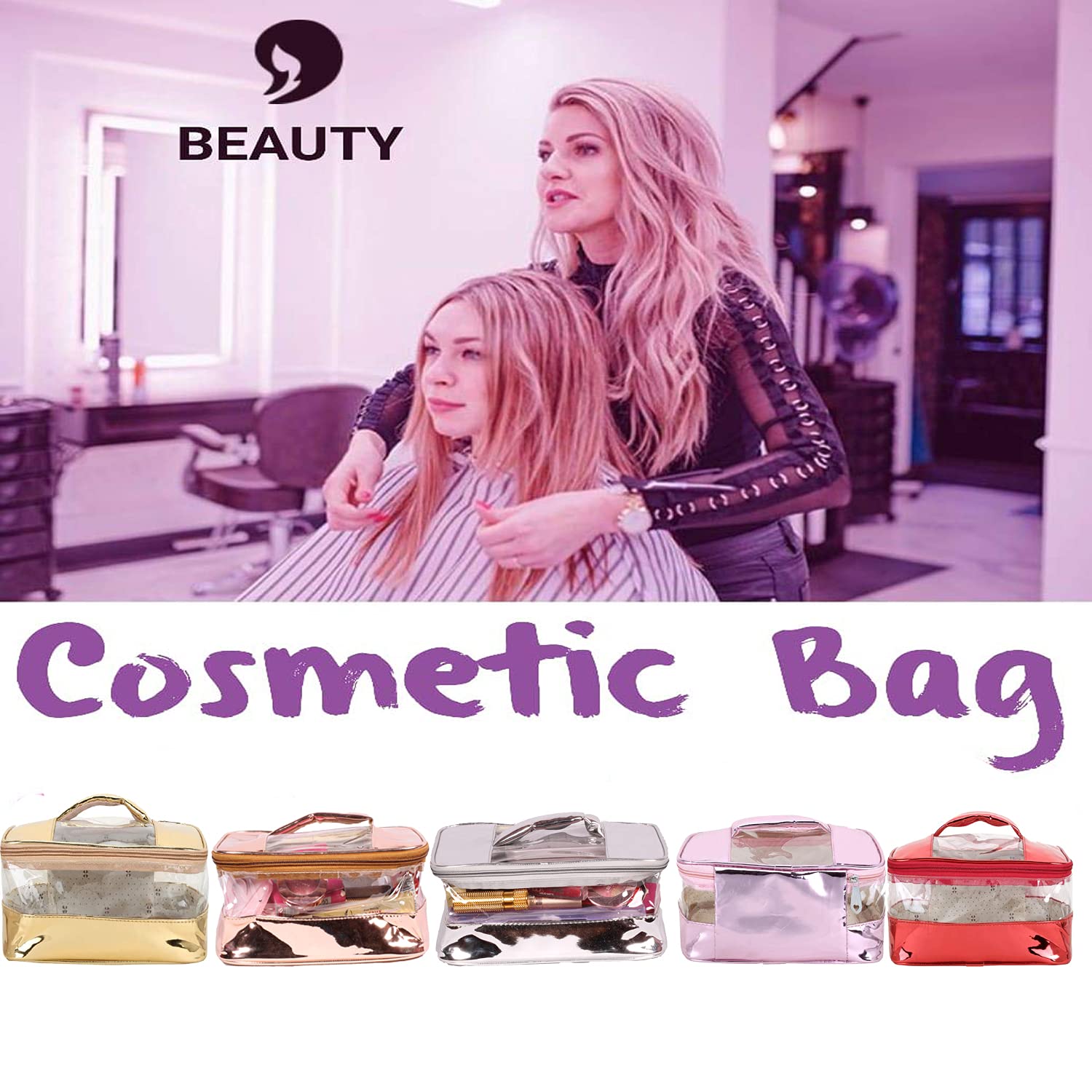 NA PURSE Women's Vanity Box Cosmetic Case for Girls & Ladies - Toiletry Bag CC005 (Gold) | Perfect for Travel, Makeup Storage & Organizer