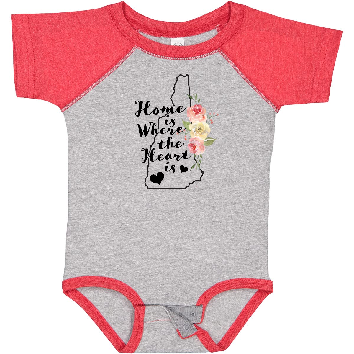 Inktastic New Hampshire Home is Where The Heart is Watercolor Baby Bodysuit - Soft Cotton Infant Onesie for Newborns & Toddlers - Perfect for Family Photos, Holidays & Everyday Wear