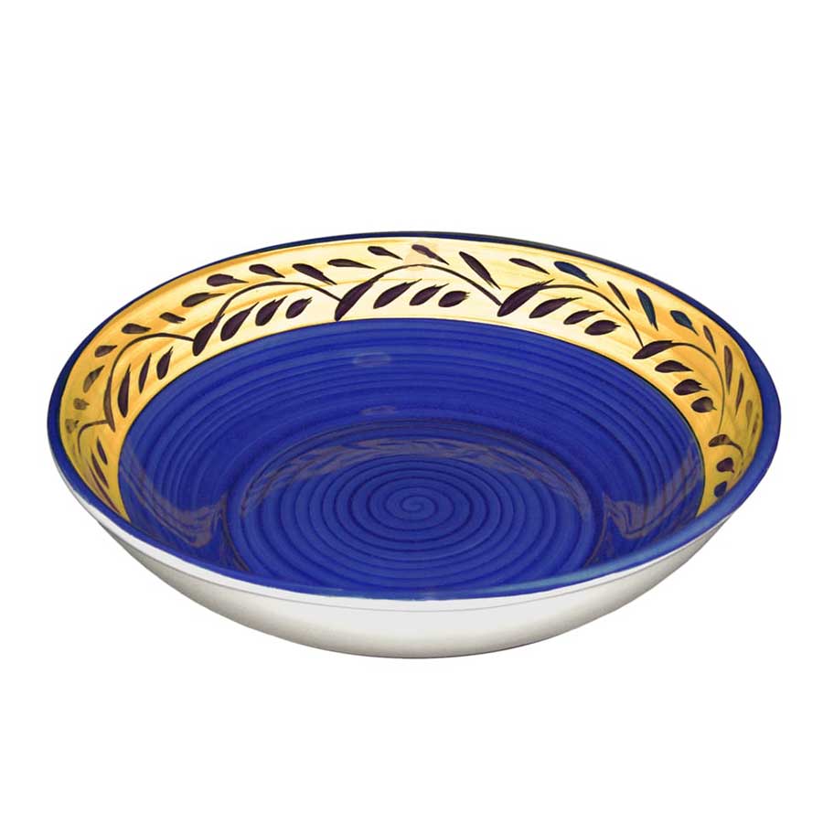 Extra Large Serving Bowl - Blue & Yellow Country French Style | Perfect for Farmhouse Dining, Rustic Kitchen Decor & Entertaining